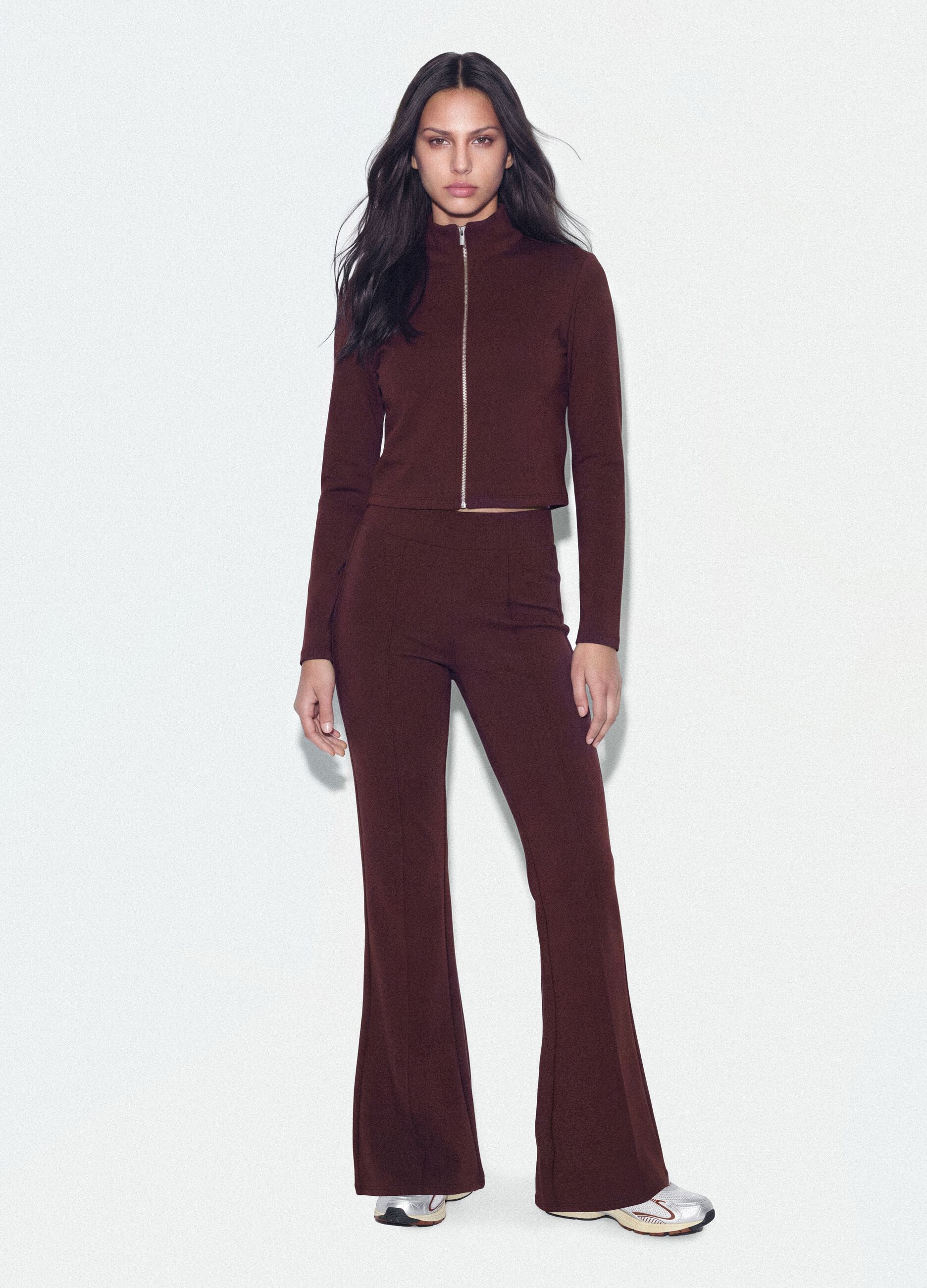 Pantaloni viola flare in modal elasticizzato