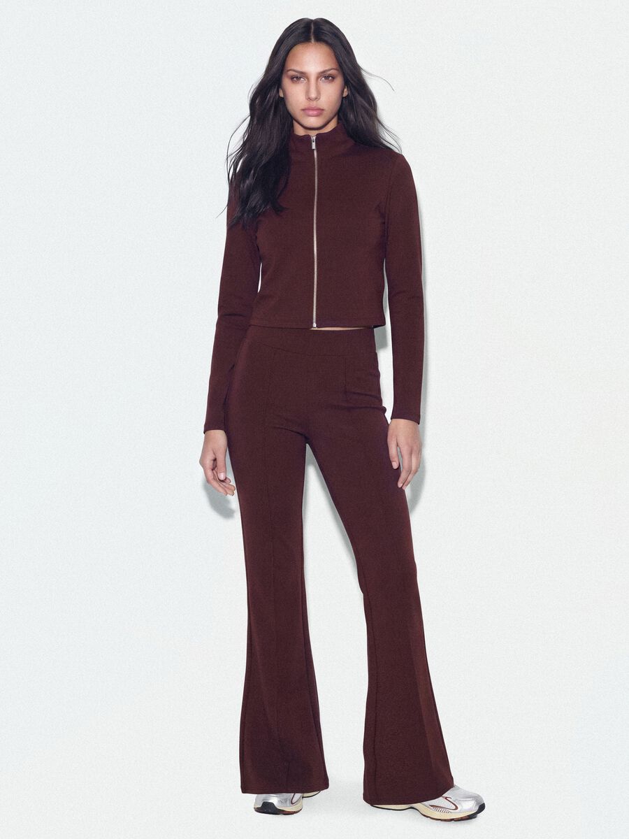 Pantaloni viola flare in modal elasticizzato_0
