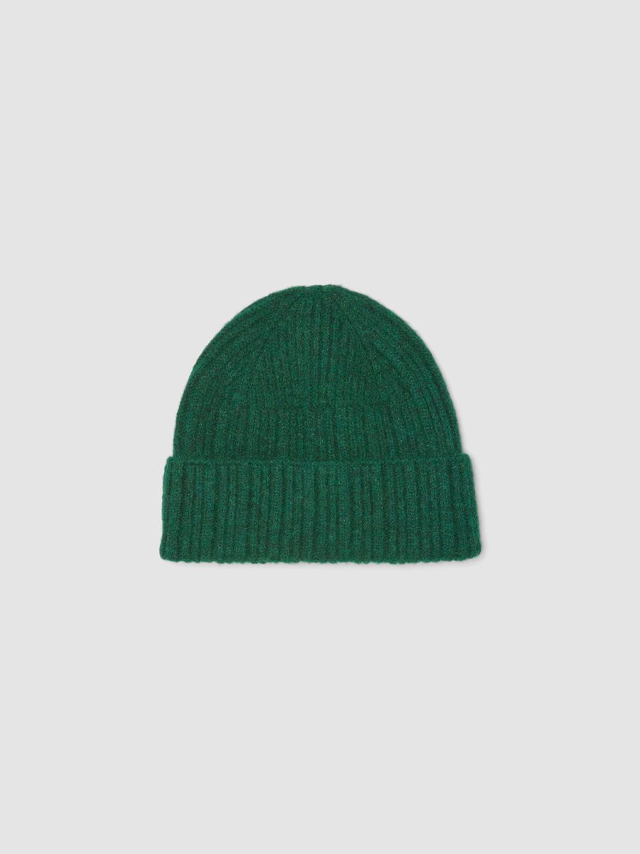 Green ribbed stretch-wool beanie_0