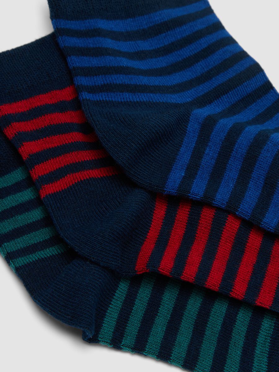 Multipack of five striped short socks in stretch organic cotton_2