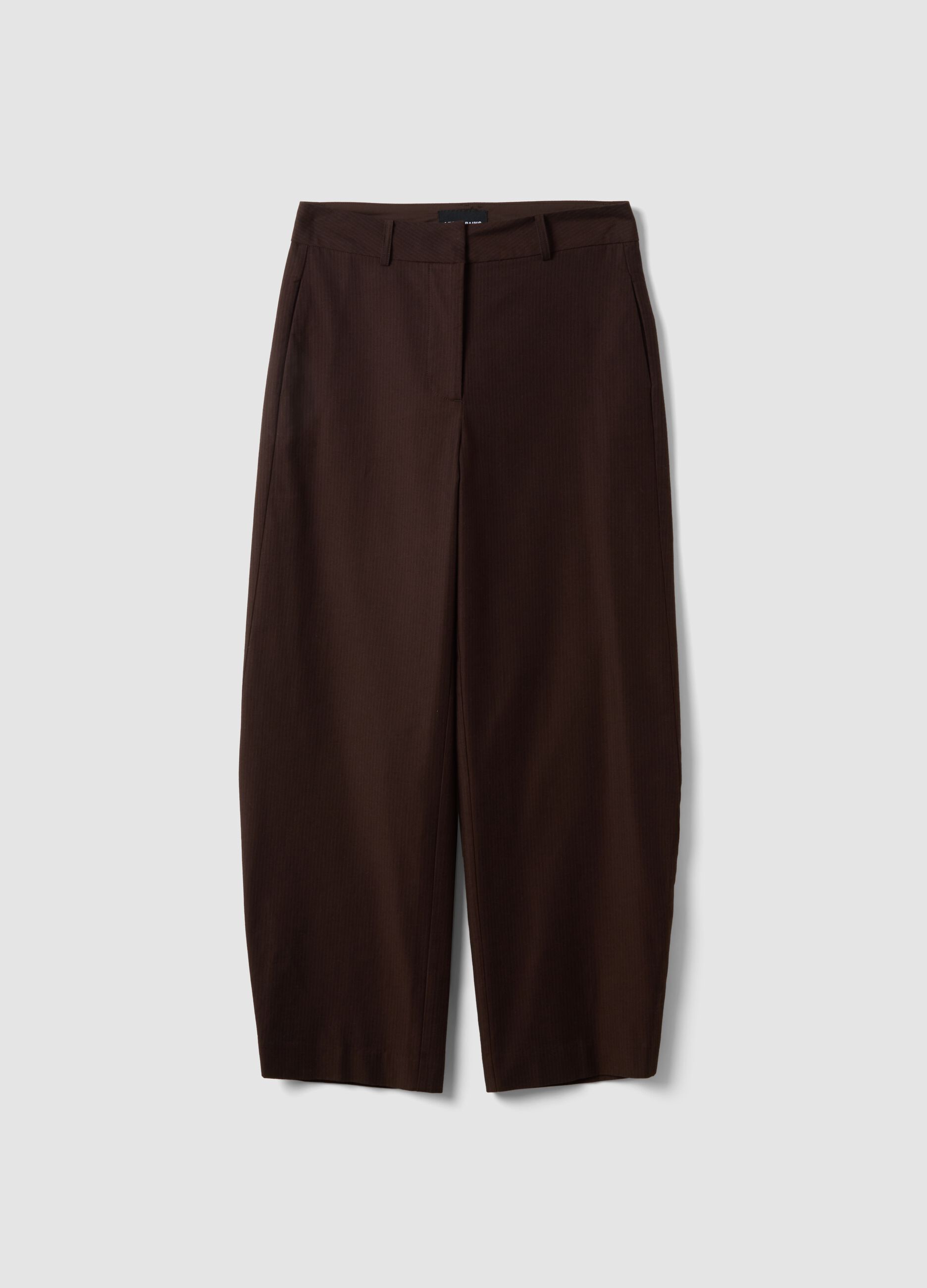 Brown pure cotton barrel-fit trousers