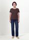 Brown pure cotton T-shirt with buttons, regular fit_0