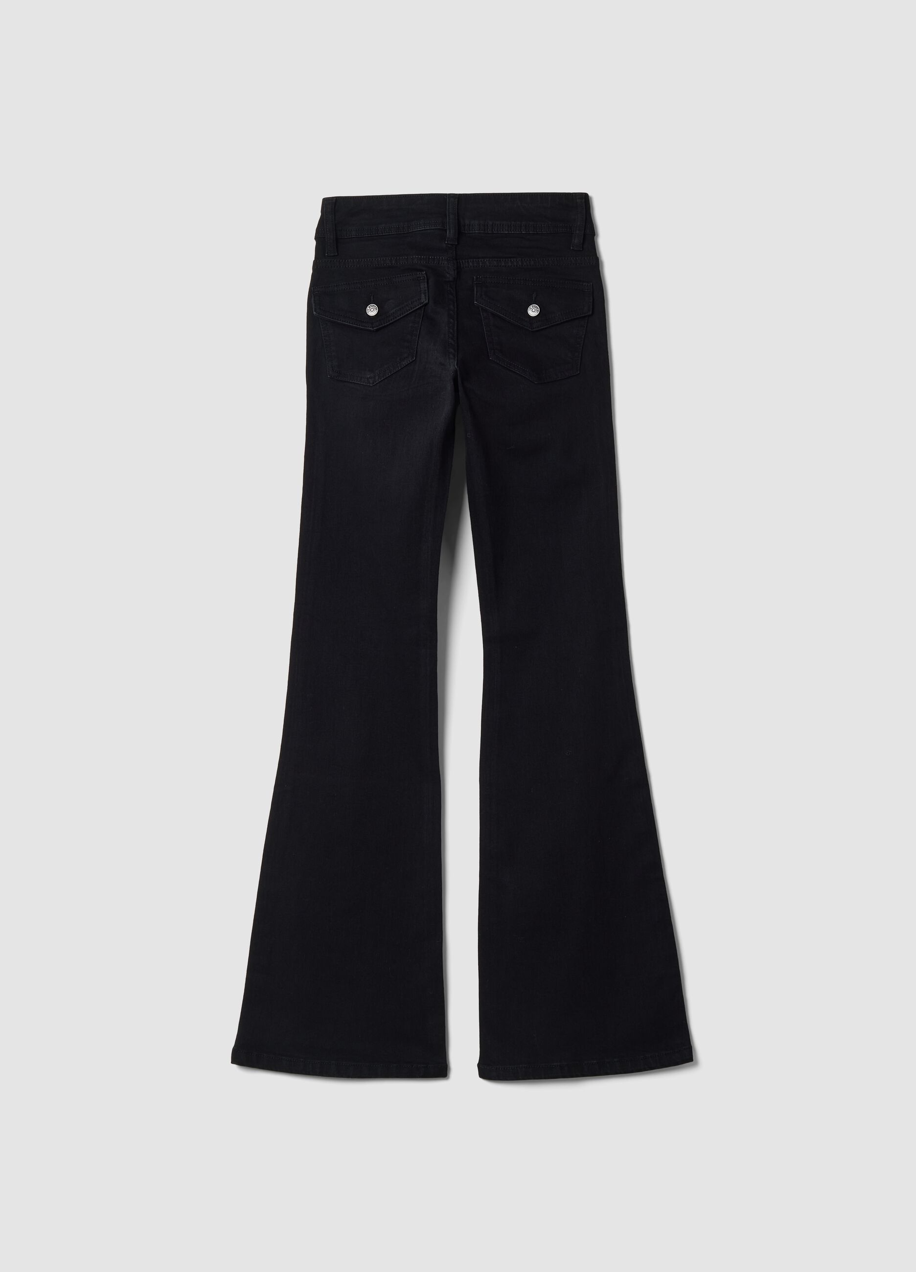 Black flared stretch-cotton jeans
