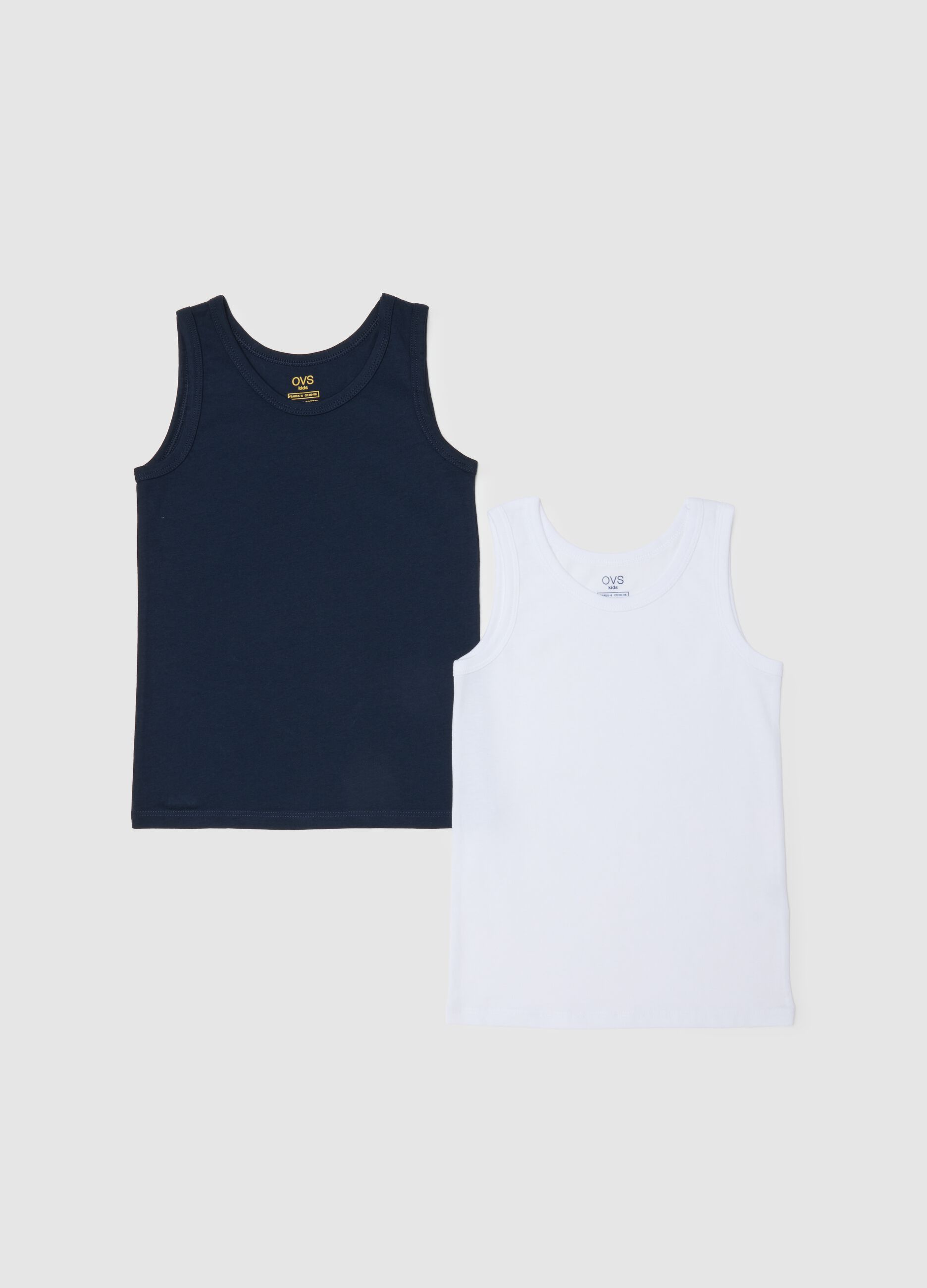 Boys' multicolour pure cotton regular fit tank top twin pack