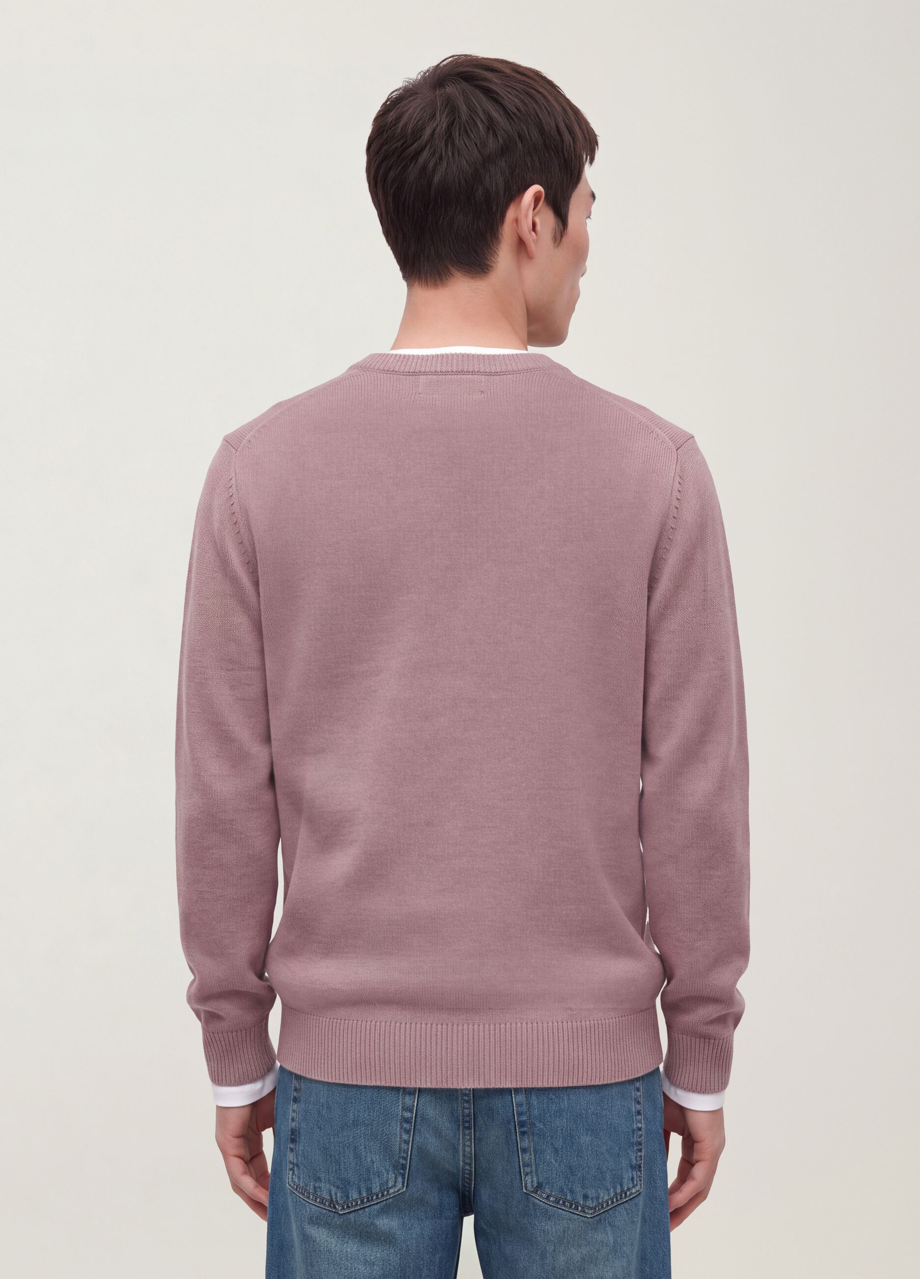Maglia rosa girocollo in jersey knit regular fit