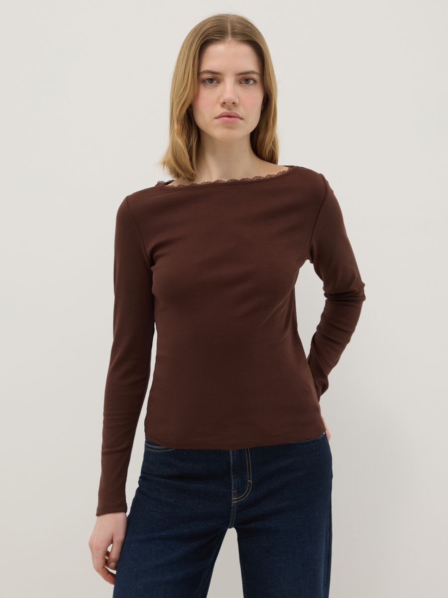 Brown pure cotton regular fit t-shirt_0