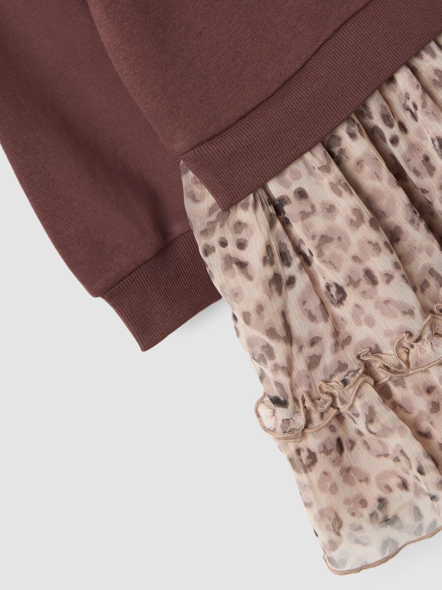 Brown crew-neck cotton-blend Minnie print dress_2