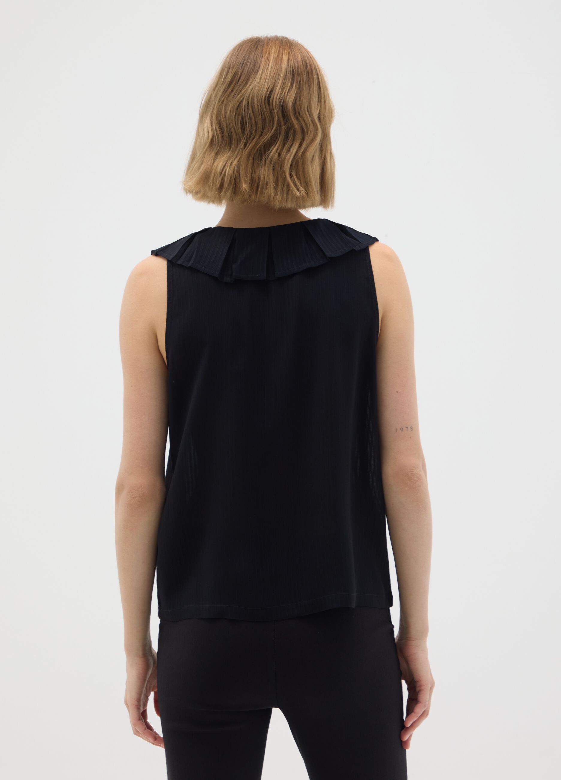 Black oversized pure viscose blouse