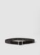 Black genuine leather studded belt_0