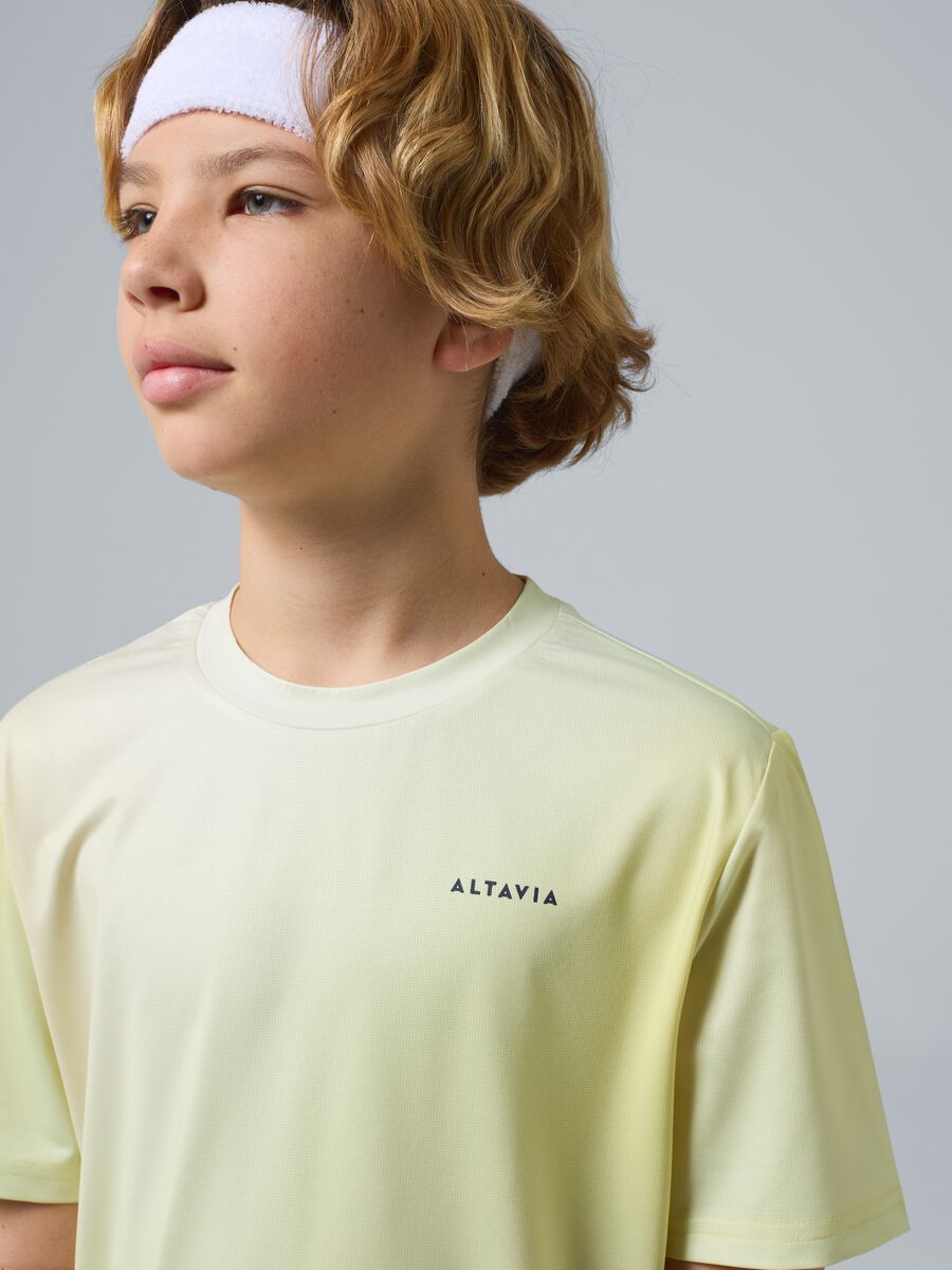 Yellow ALTAVIA COURT sports T-shirt in stretch technical fabric with tie-dye effect for boys_1