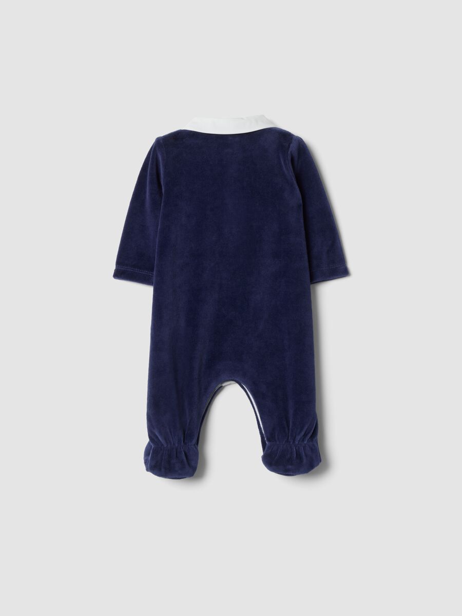 Navy organic cotton-blend babygrow with collar_1