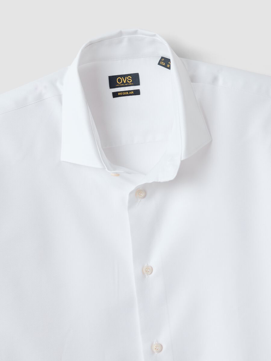 White pure compact cotton shirt with classic collar, regular fit_6