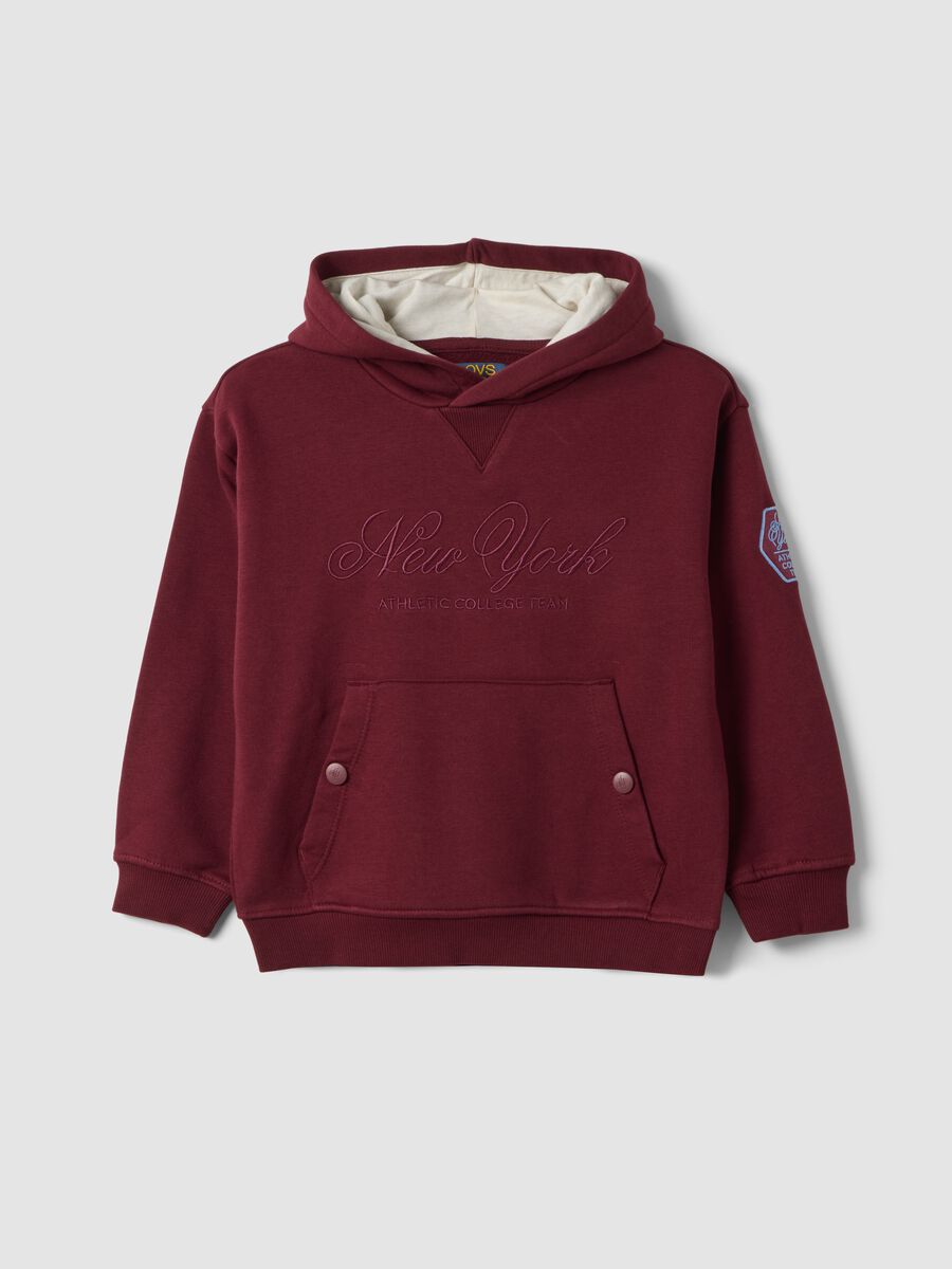 Purple cotton-blend hoodie with crew neck_0