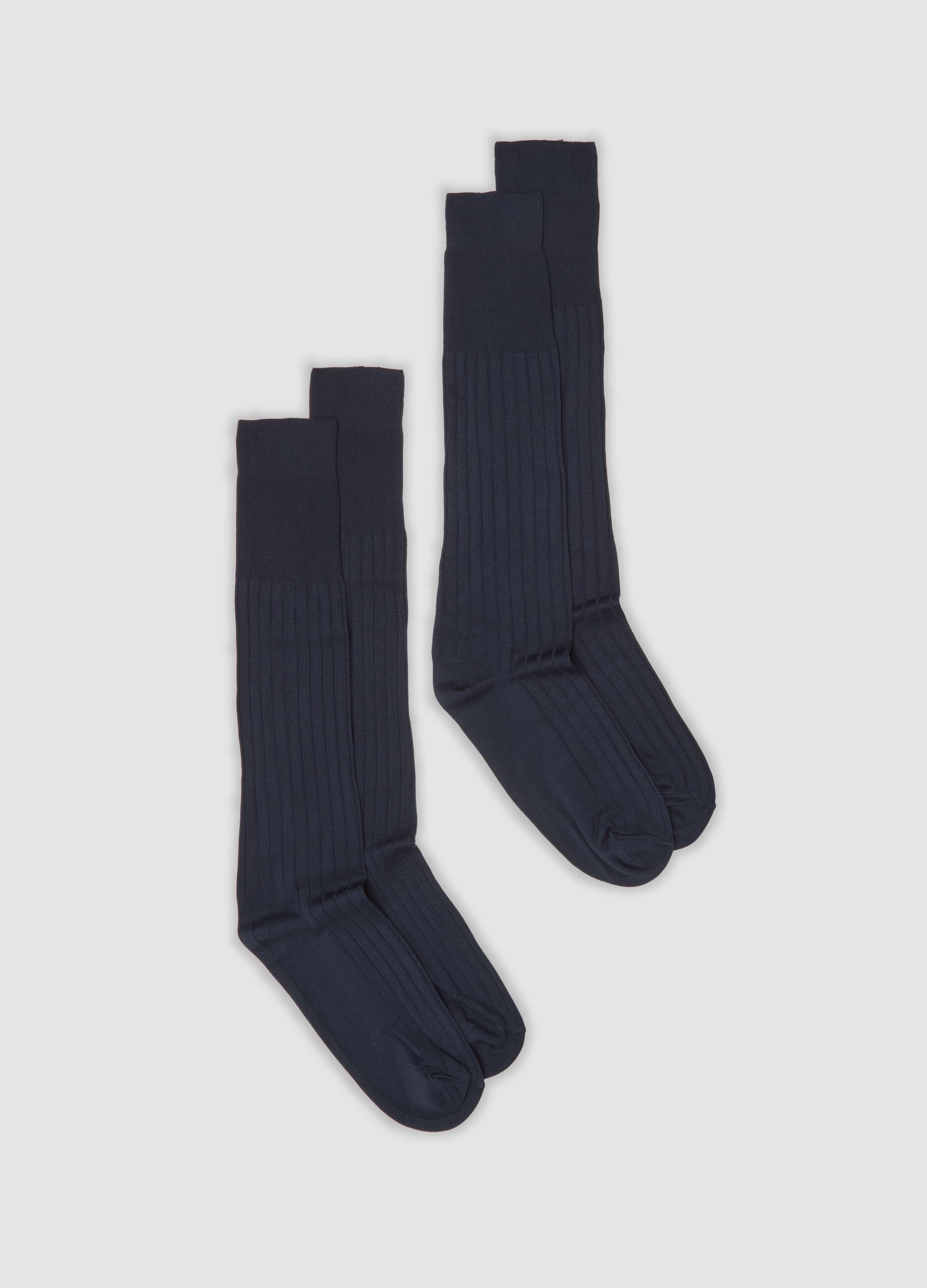 2-pack of navy blue ribbed knee-high socks