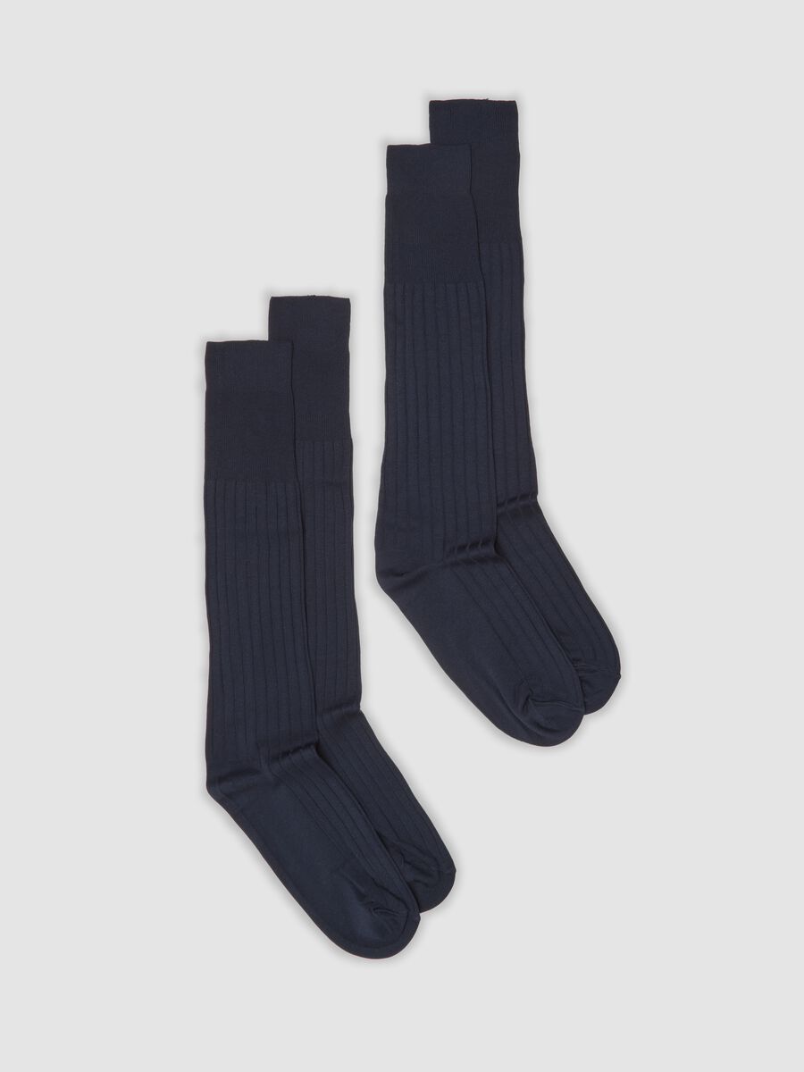 2-pack of navy blue ribbed knee-high socks_0