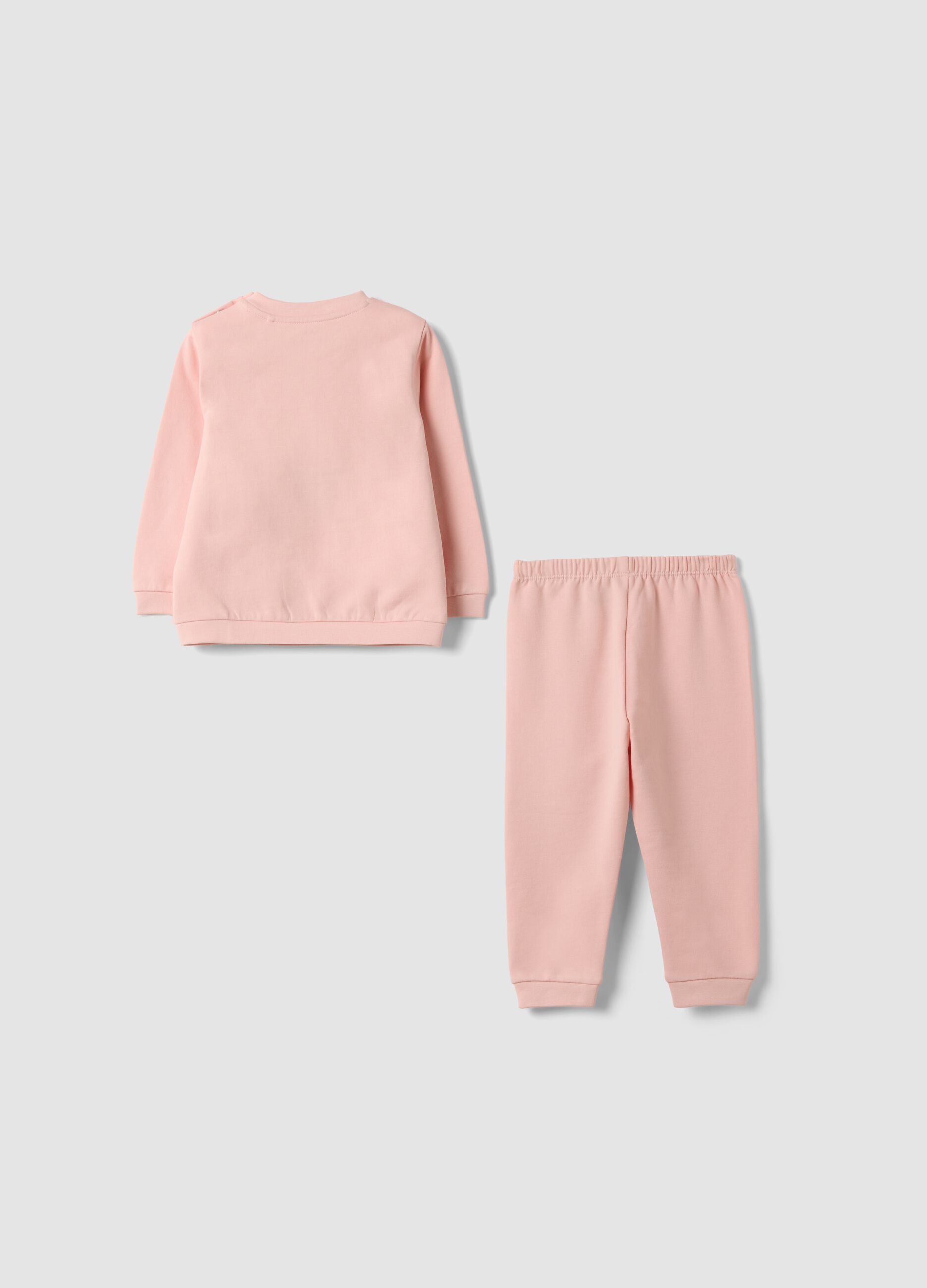 Pink organic cotton crew-neck pyjamas