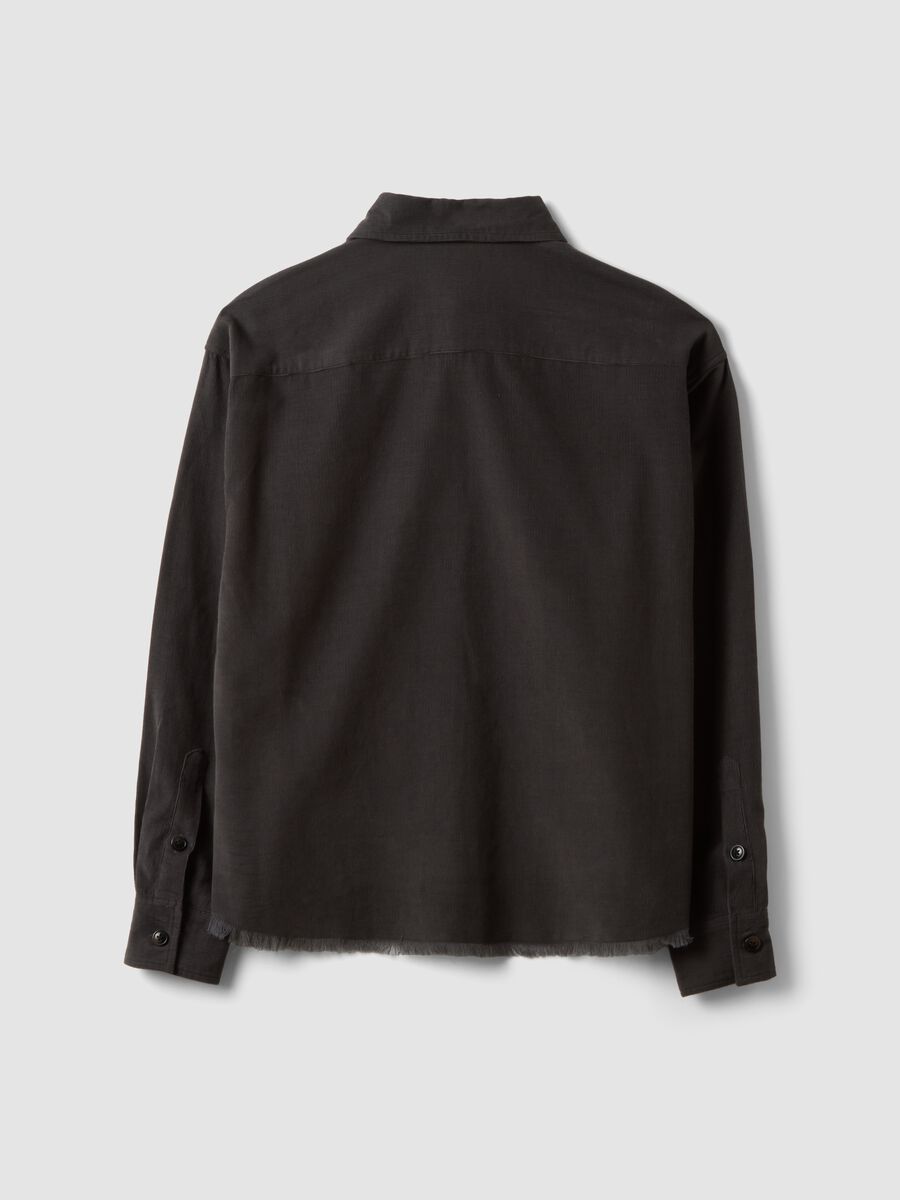 Anthracite Grey Poplin Shirt in Pure Cotton, Oversized Cropped Fit_2