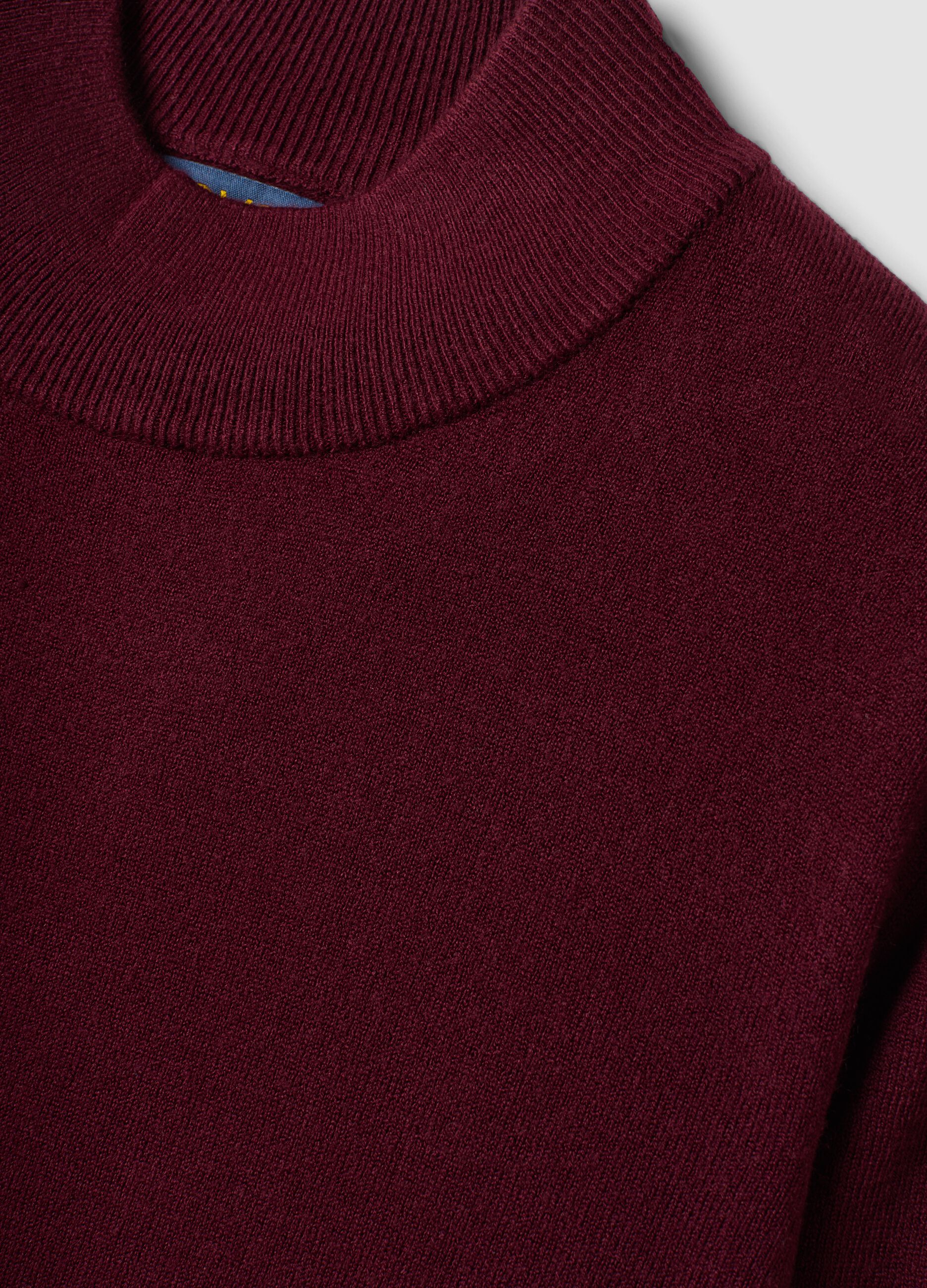 Purple long-sleeved top with high neck, regular fit