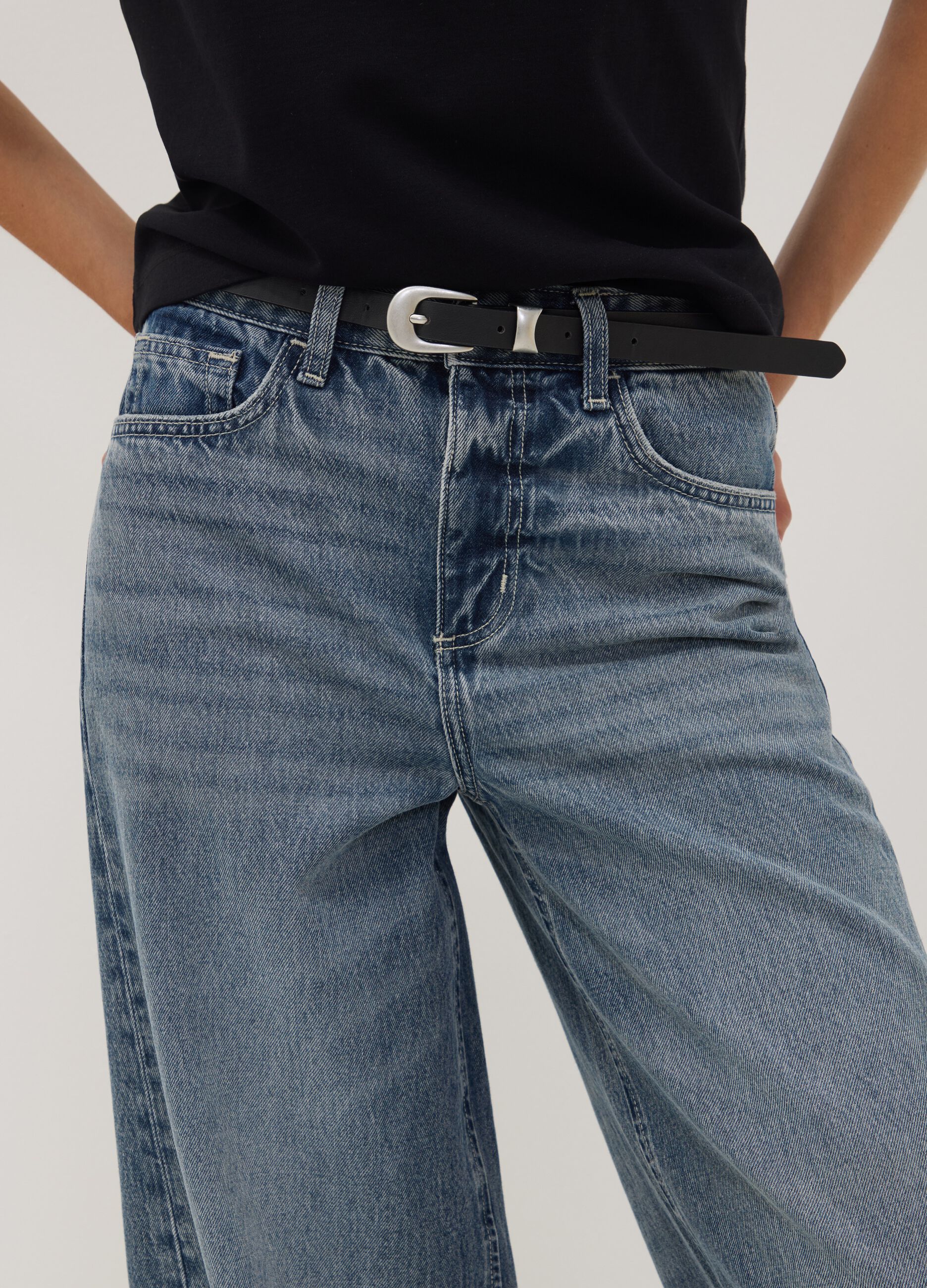 Pure cotton denim balloon-fit jeans