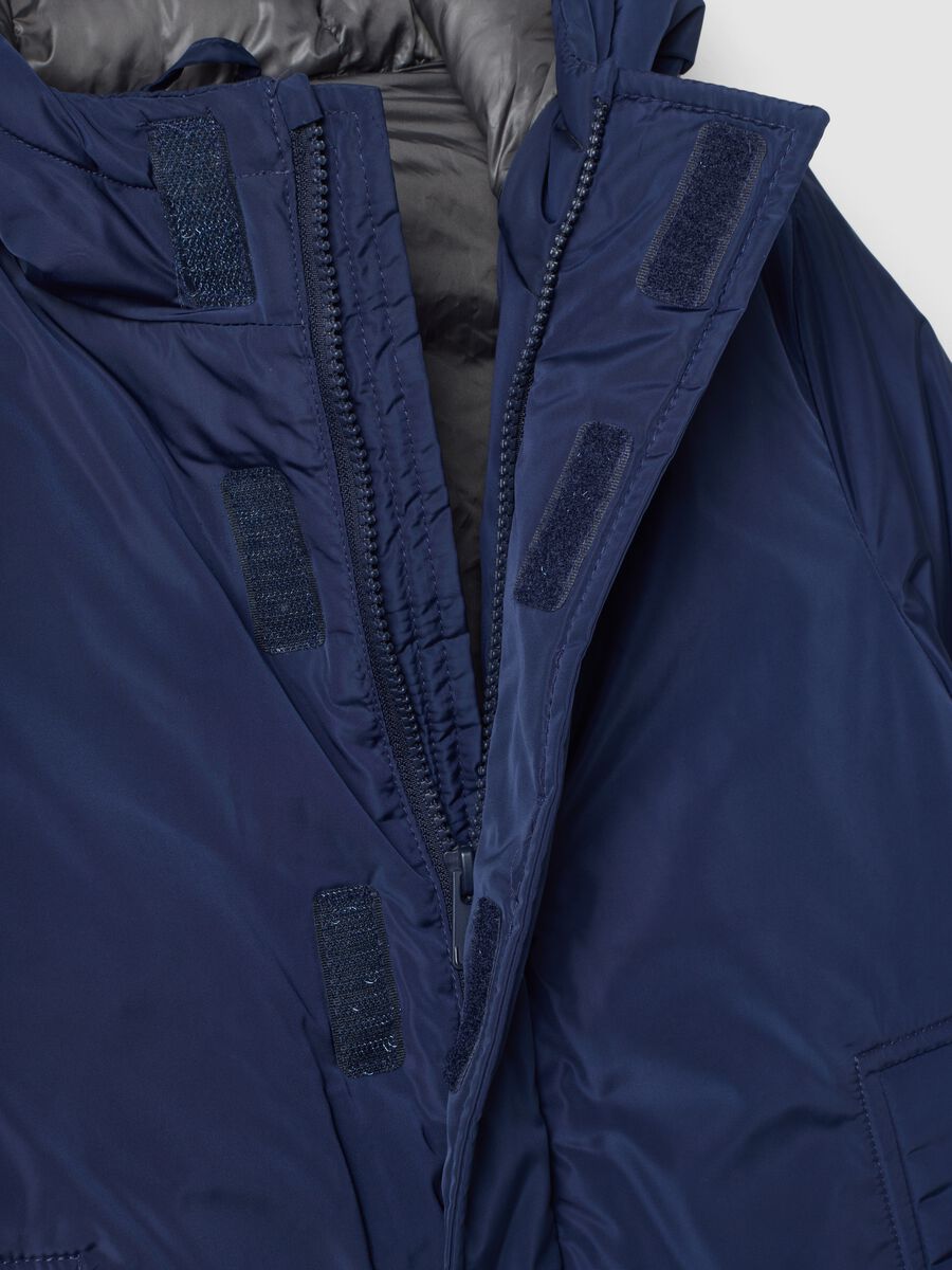 Navy blue padded hooded jacket_2