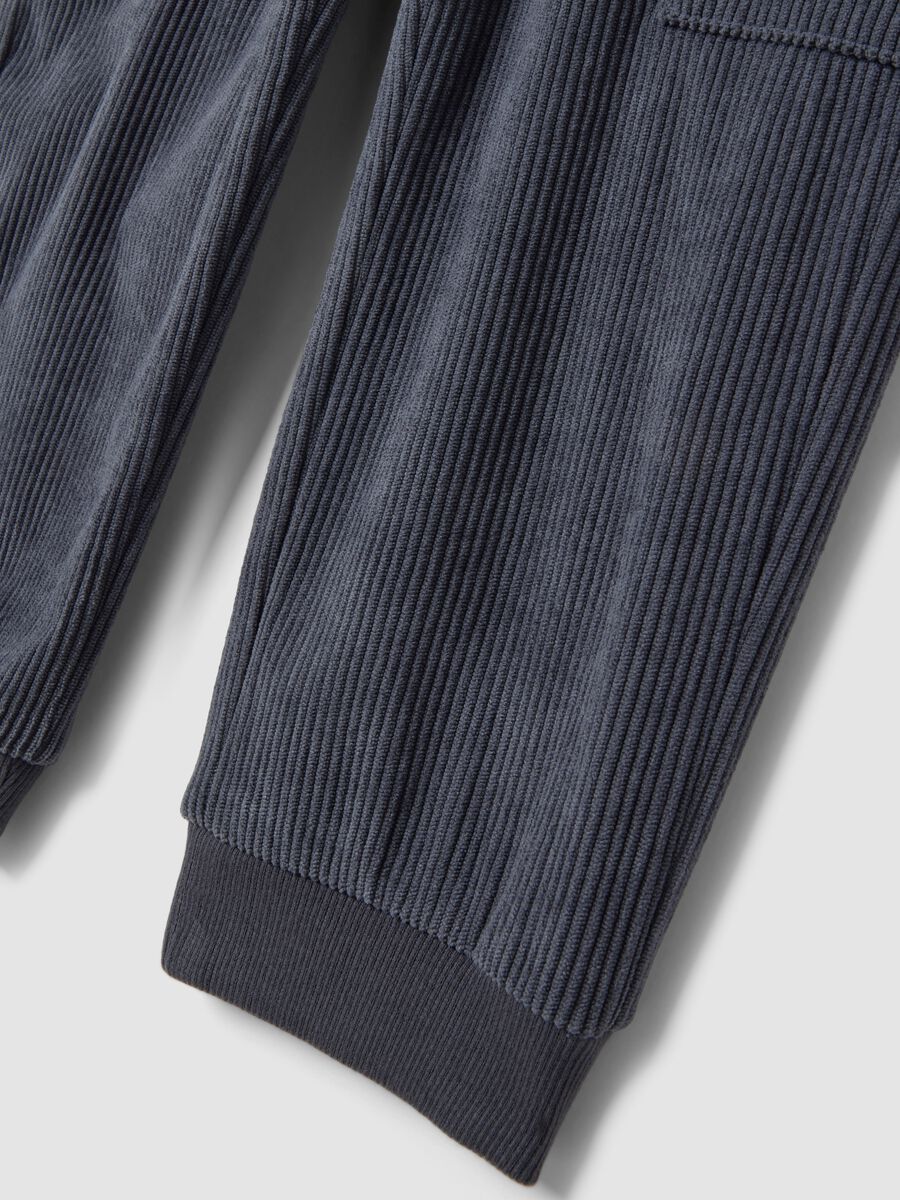 Grey ribbed cargo trousers, comfort fit_3