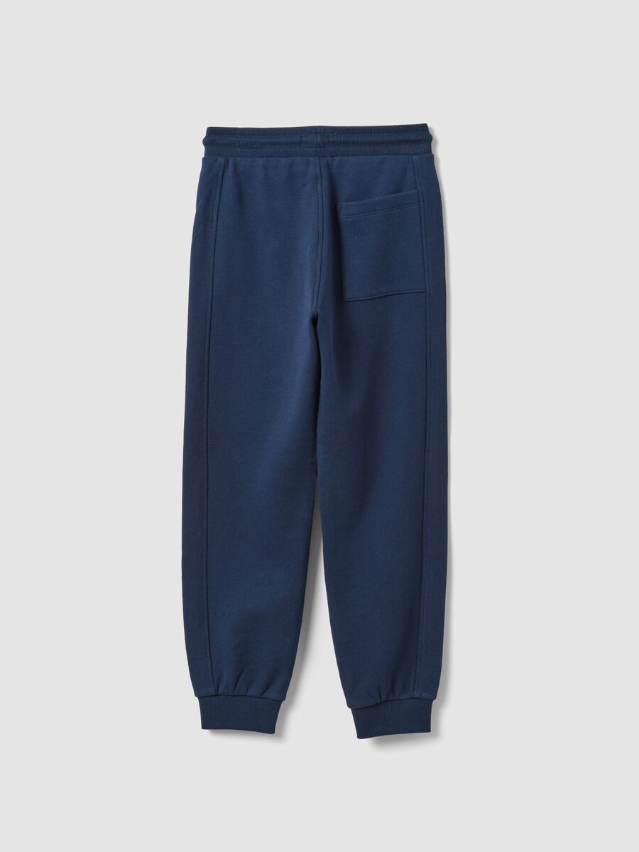 Blue organic cotton comfort-fit joggers for boys_1