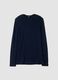 Blue crew-neck T-shirt in stretch modal and cashmere_0
