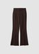 Brown Flared Formal Trousers in Stretch Viscose_0