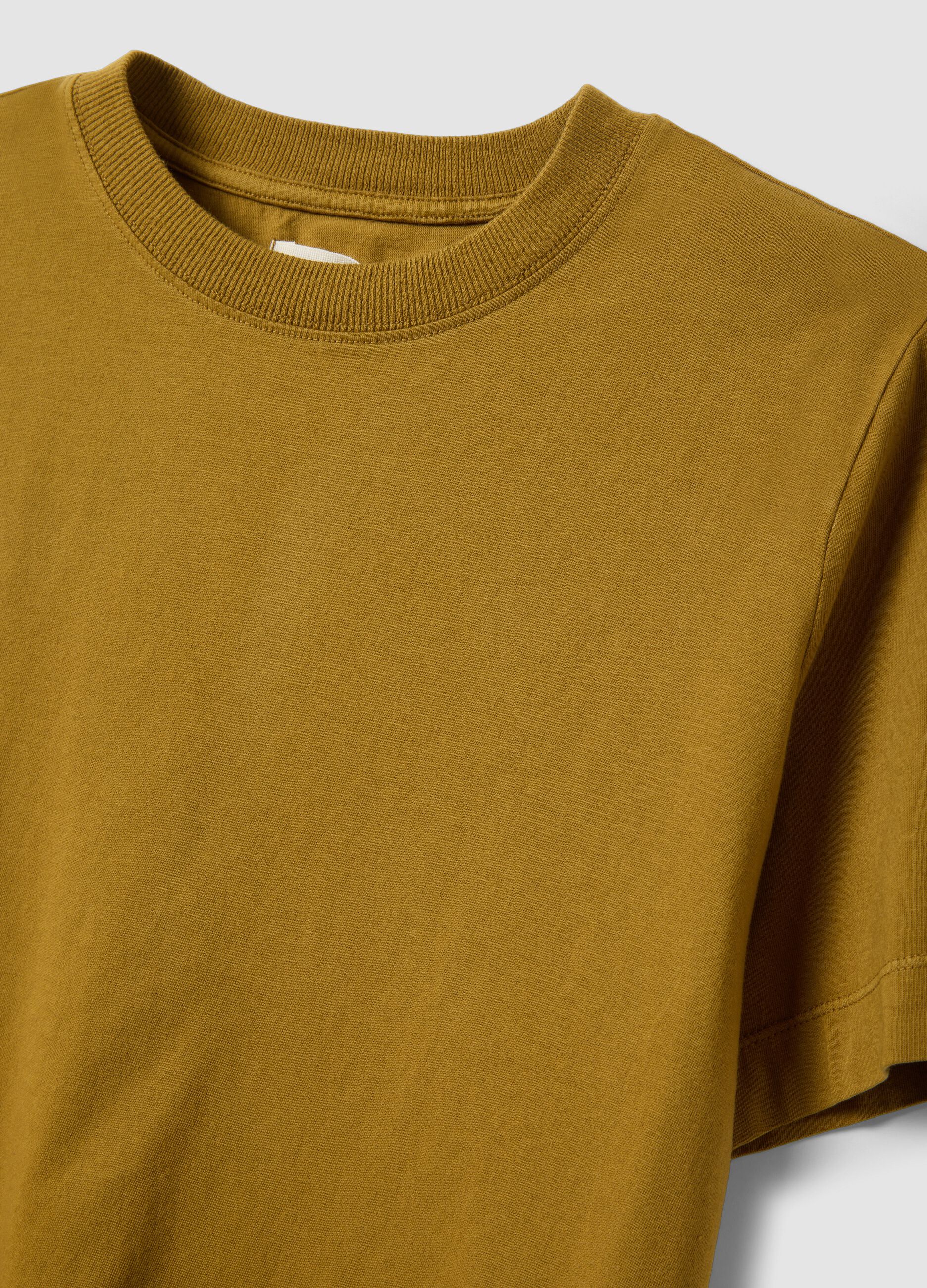 Brown short-sleeve pure cotton T-shirt, regular fit