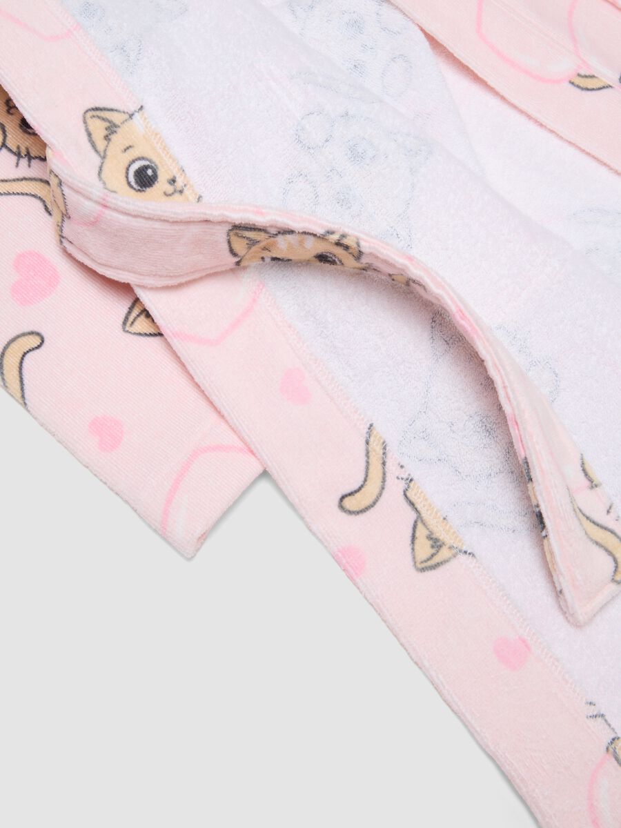 Pink pure organic cotton hooded bathrobe_3