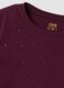 Purple crew-neck pure cotton T-shirt with rhinestones, regular fit_1