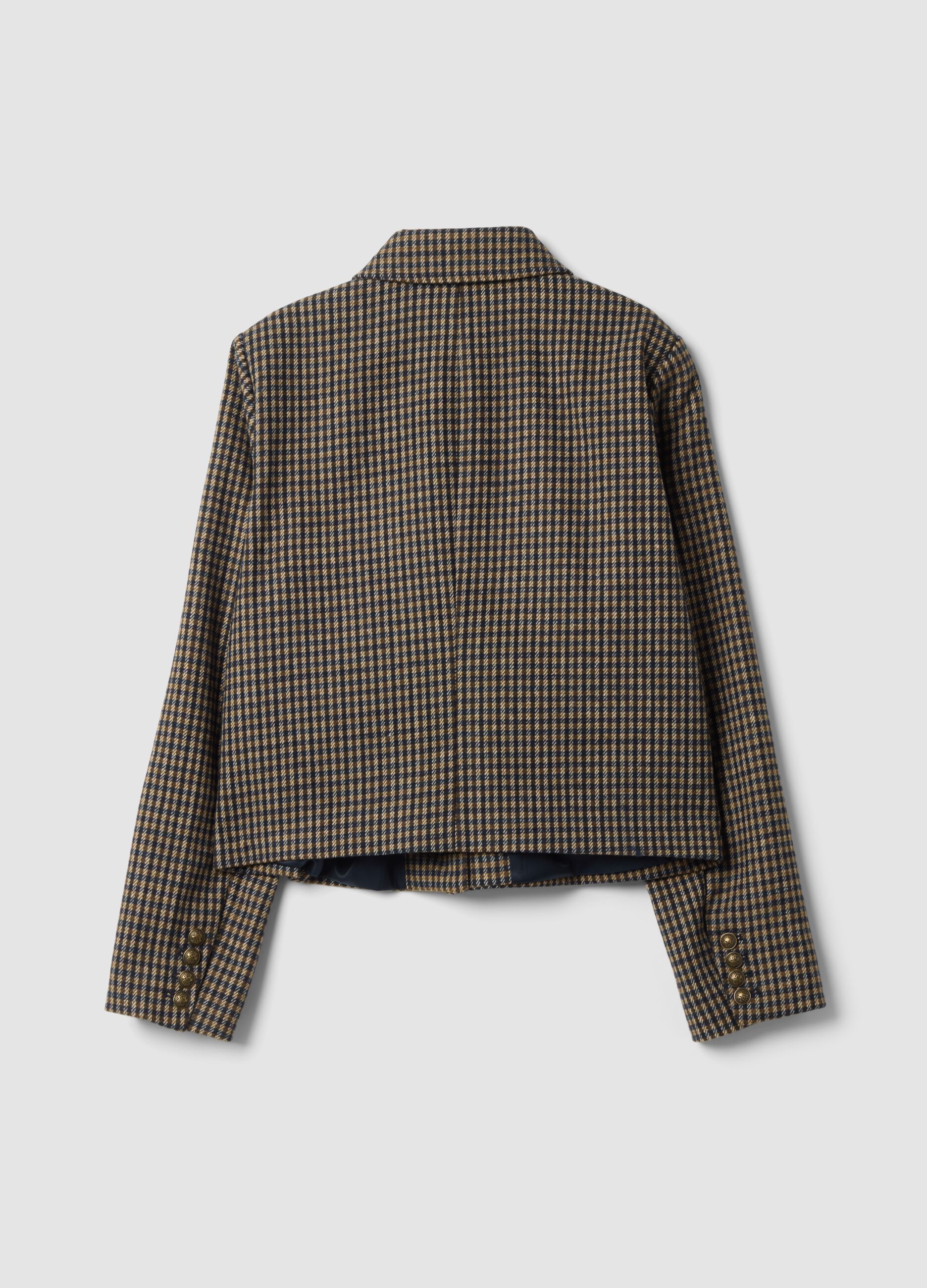 Multicolour checked wool-viscose blend blazer