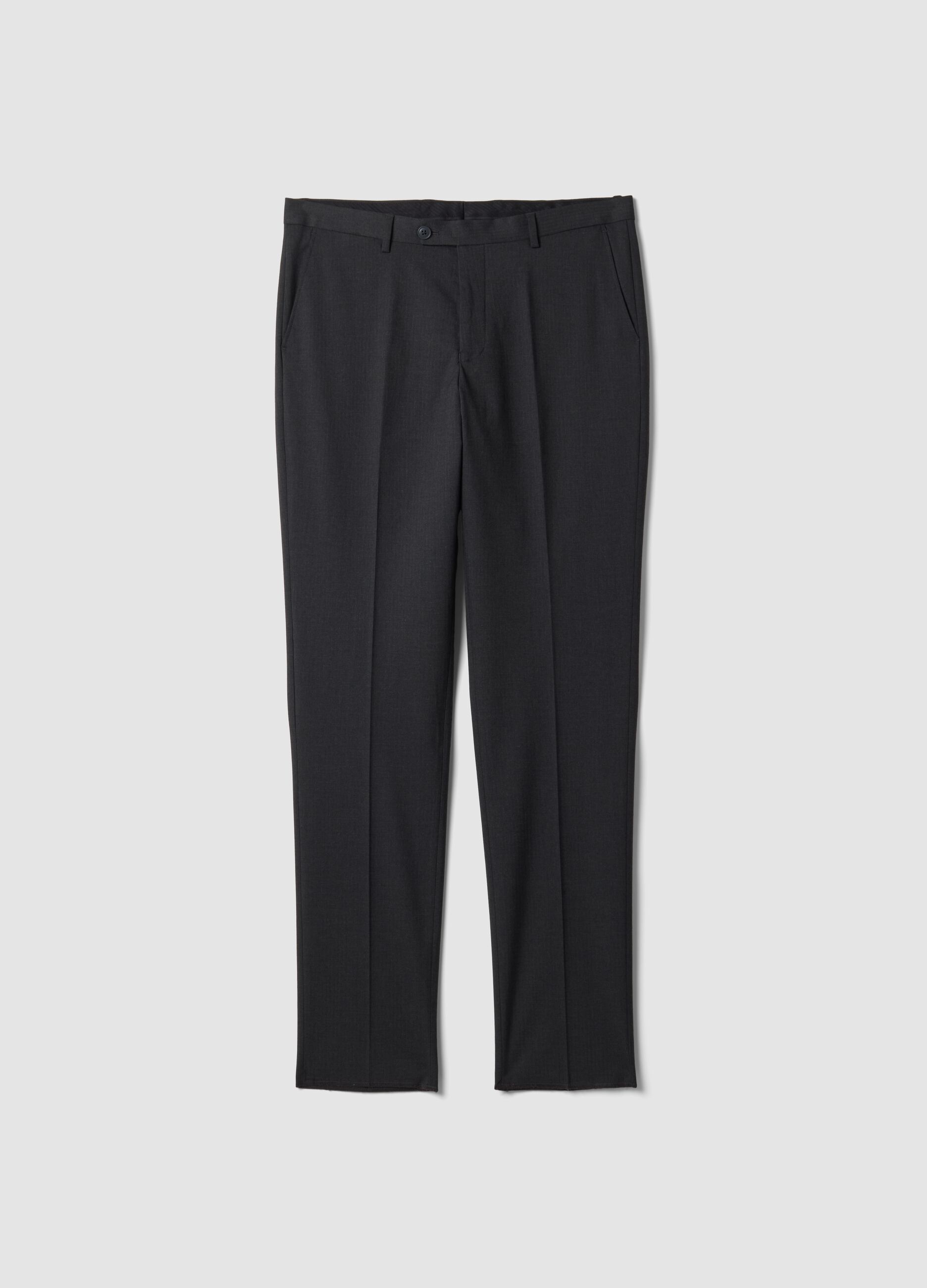 Blue slim-fit stretch viscose trousers