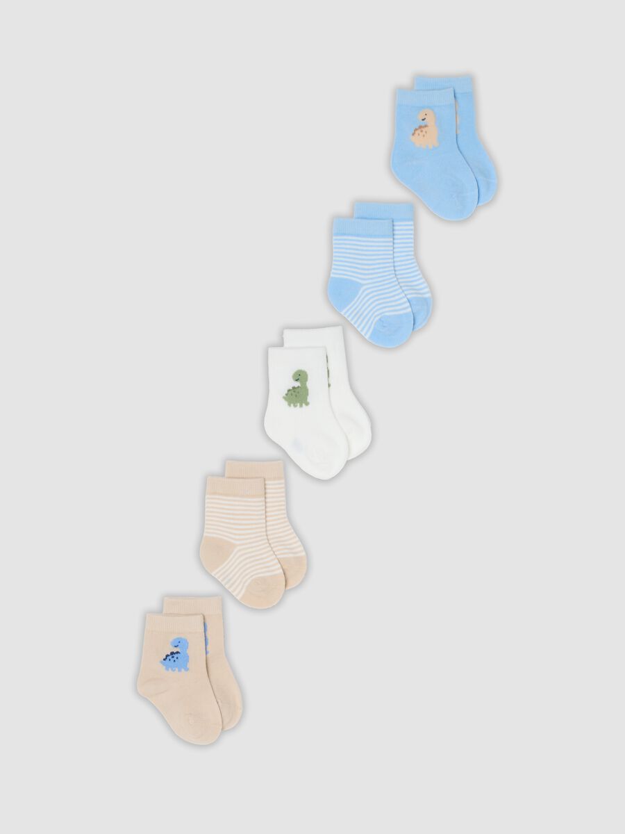 Five-pack of multicolour short socks in stretch organic cotton_0