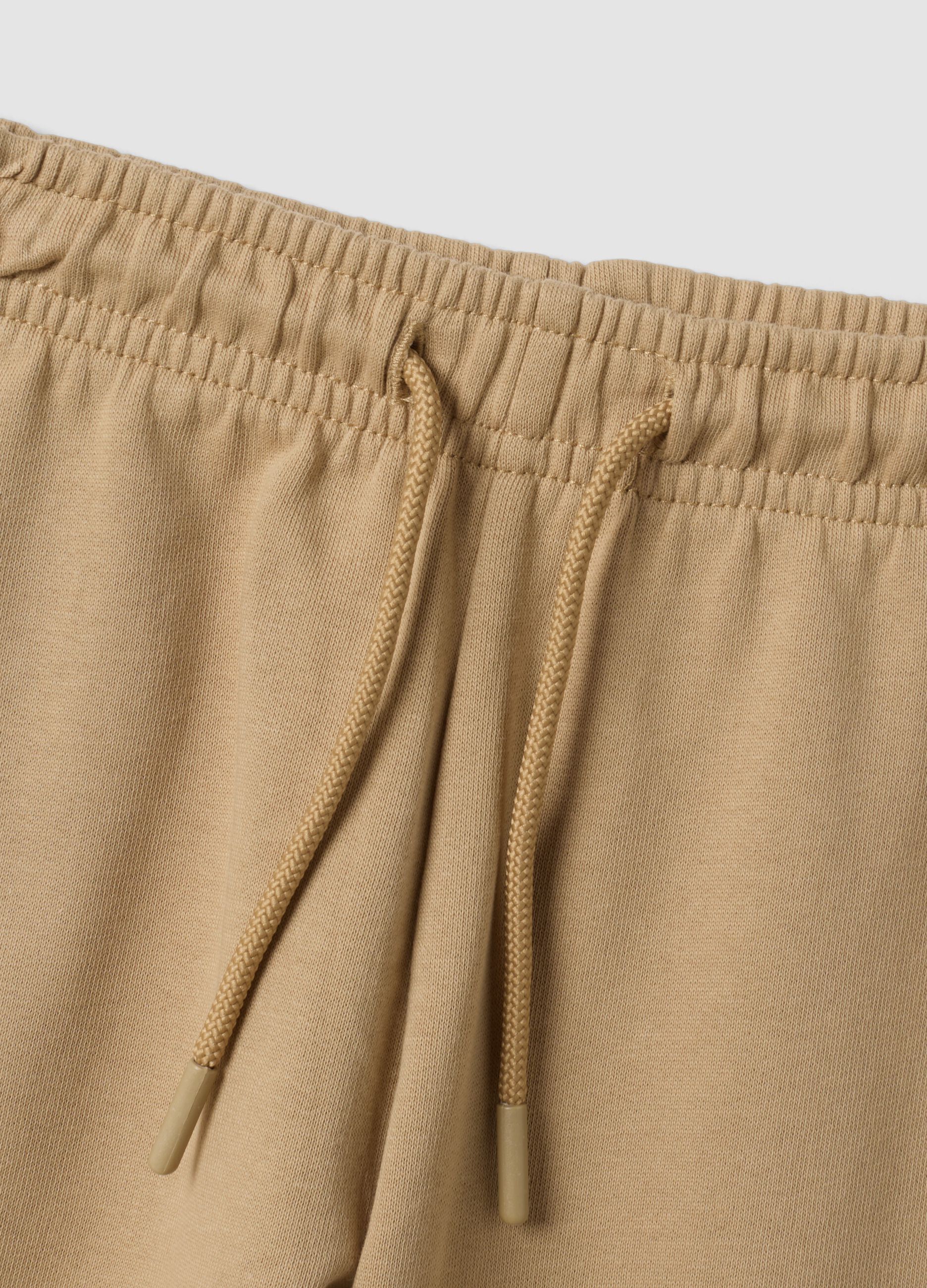 Beige pure cotton tracksuit with crew-neck sweatshirt