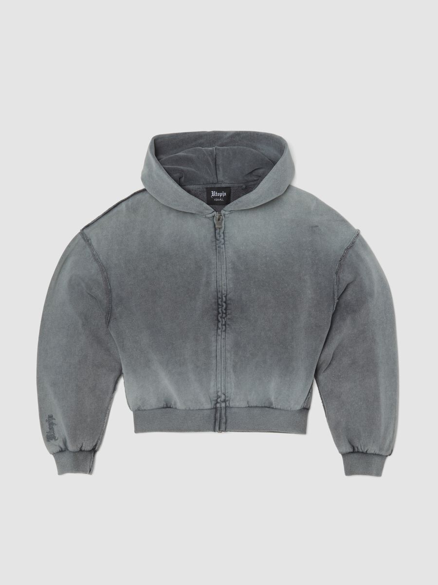 هودي Sunfaded بسحّاب كامل باللون الرمادي Vintage Grey_0
