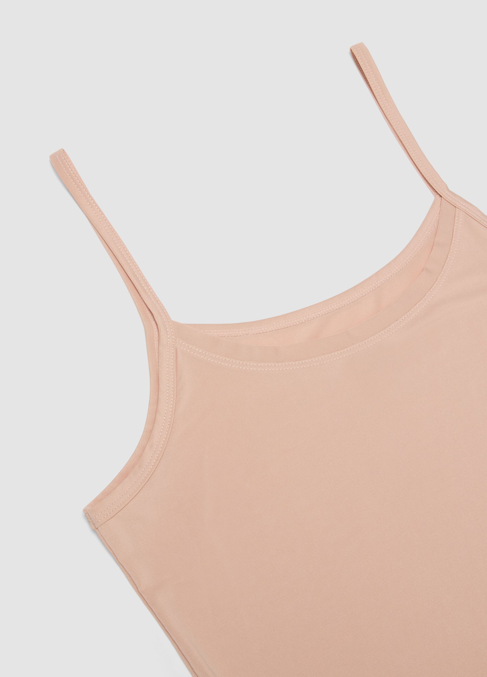 Beige stretchy crew-neck vest top