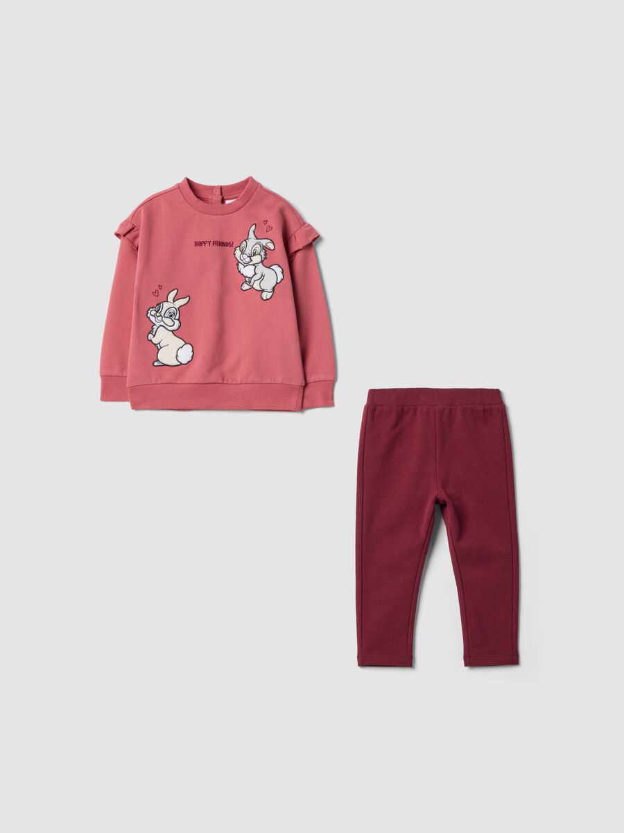 Pink stretch organic cotton Bambi print set_0
