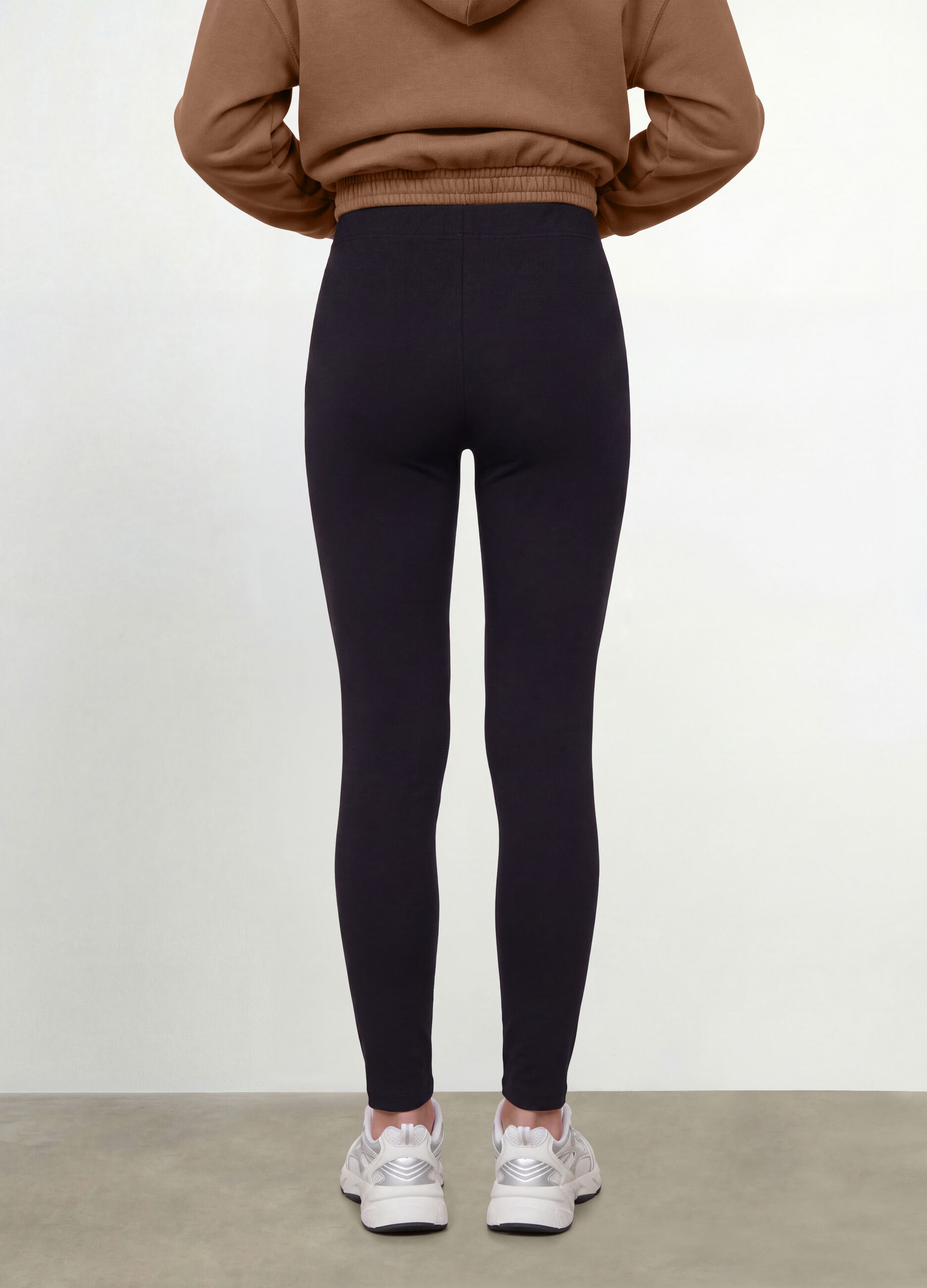 Girls&rsquo; black skinny-fit organic stretch cotton leggings