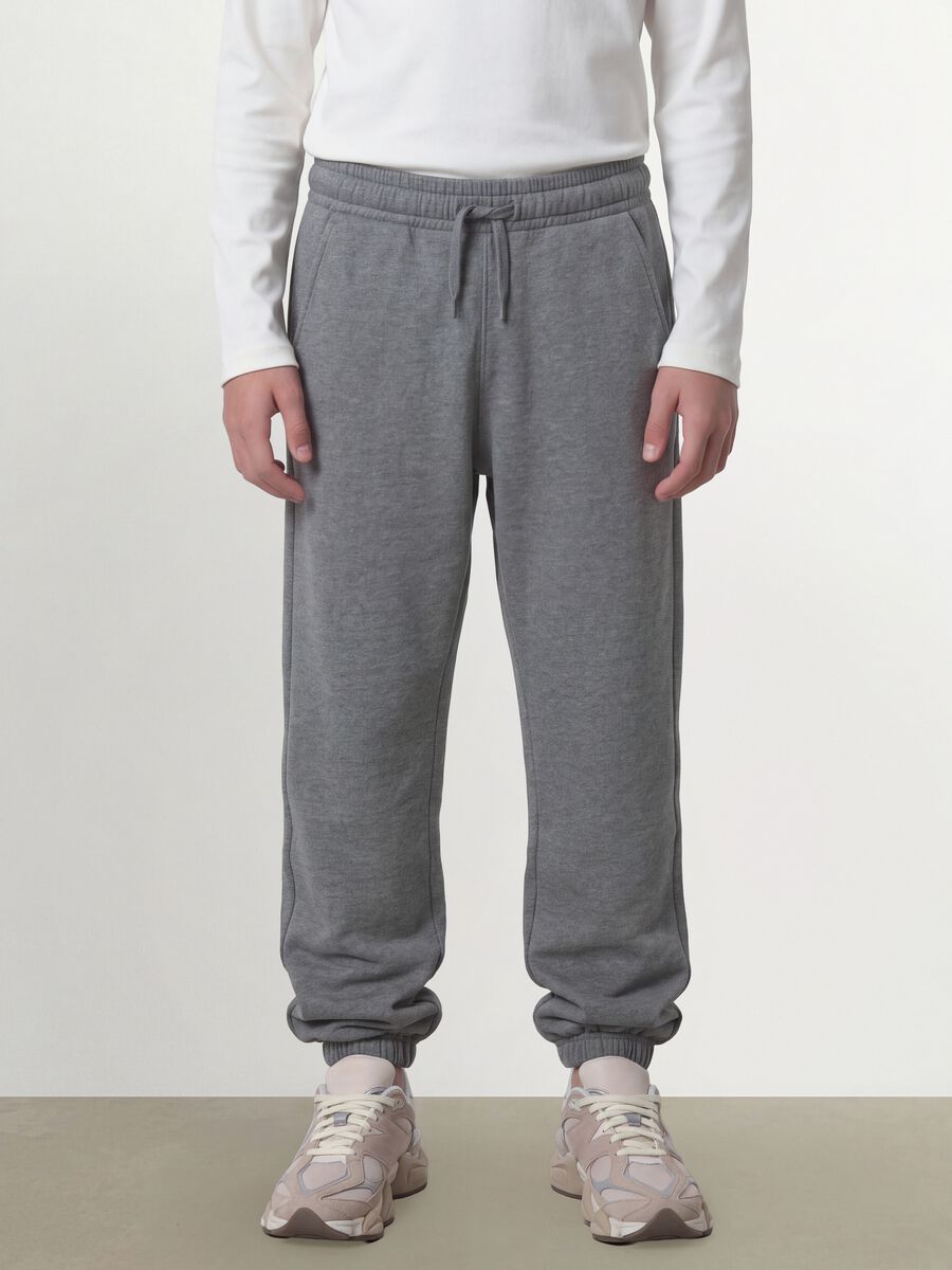 Grey marl joggers in organic cotton and viscose blend_3