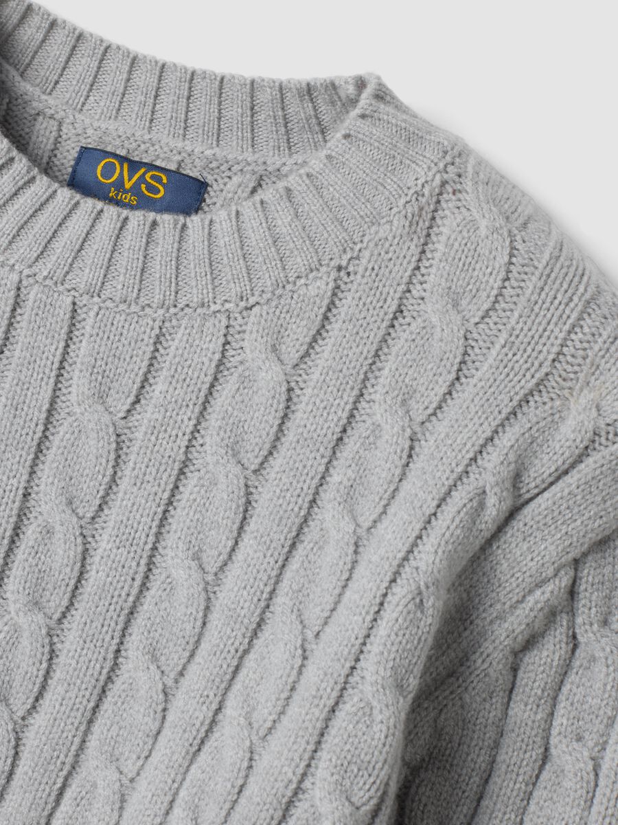 Grey marl cable-knit crew-neck jumper, regular fit_2