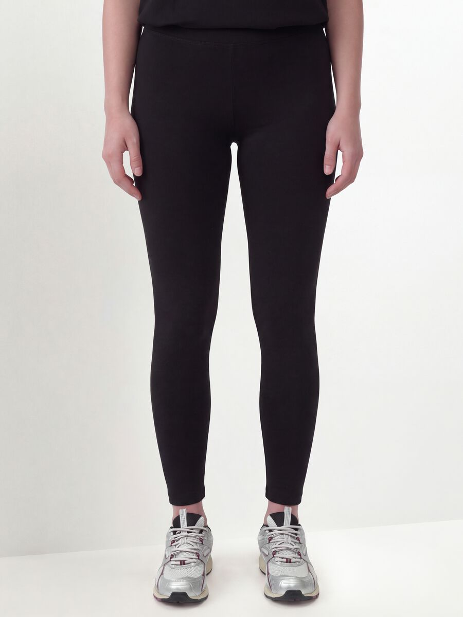 Black skinny-fit stretch cotton leggings_1