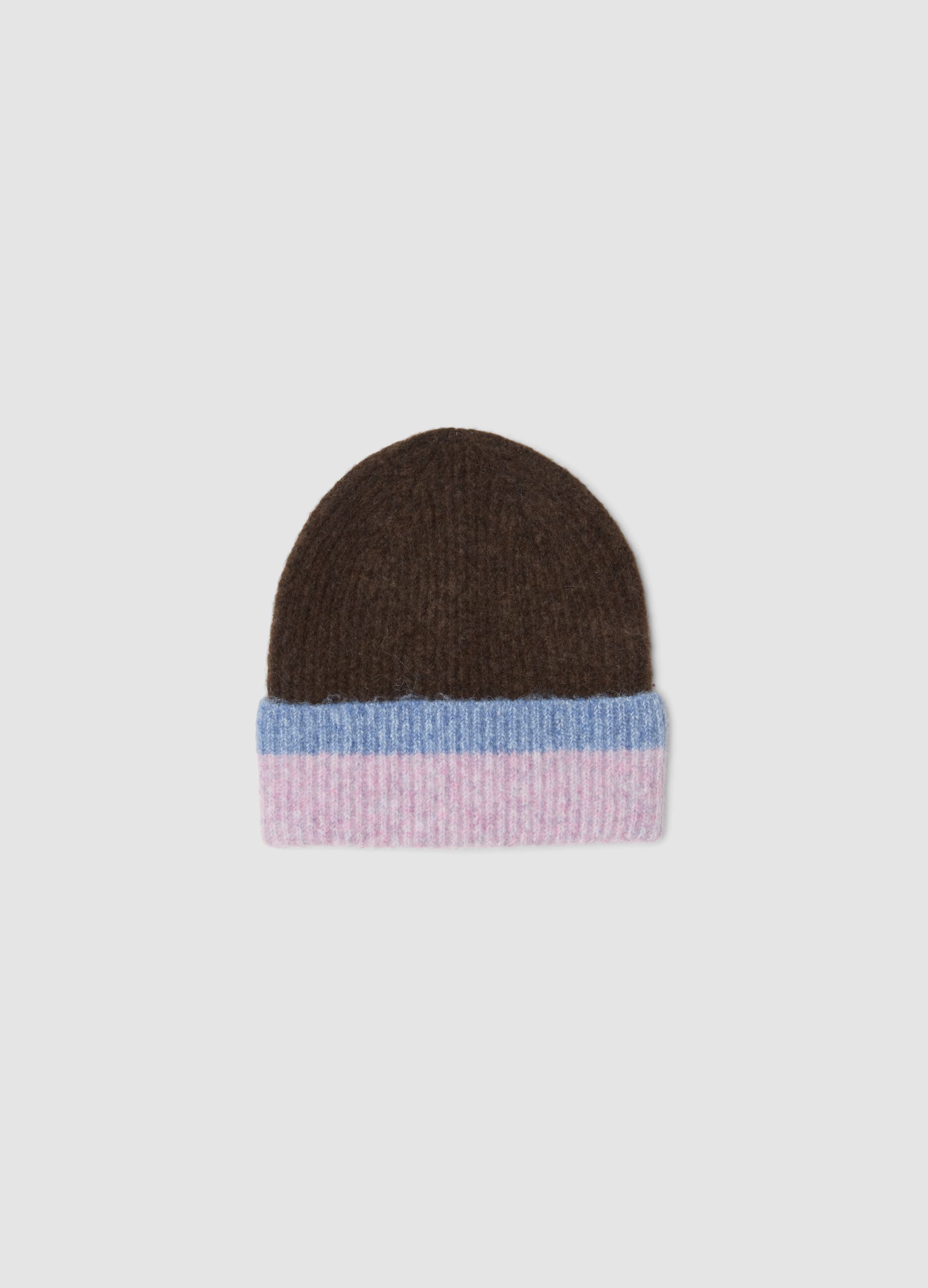 Cappello viola in lana elasticizzata a coste