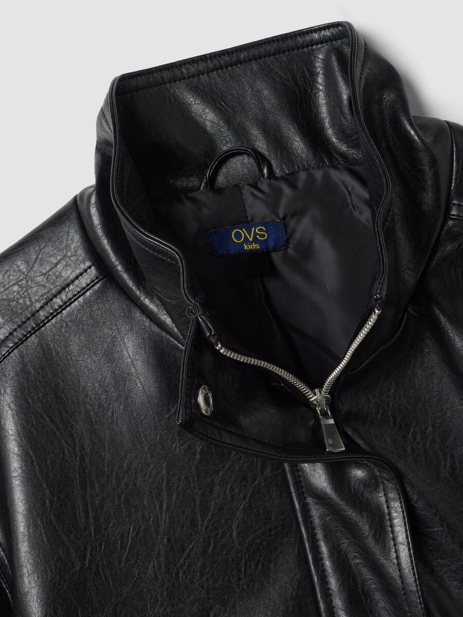 Black regular-fit jacket with zip and high collar_1