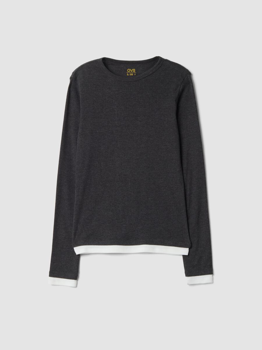 Grey cotton-blend crew-neck T-shirt_4