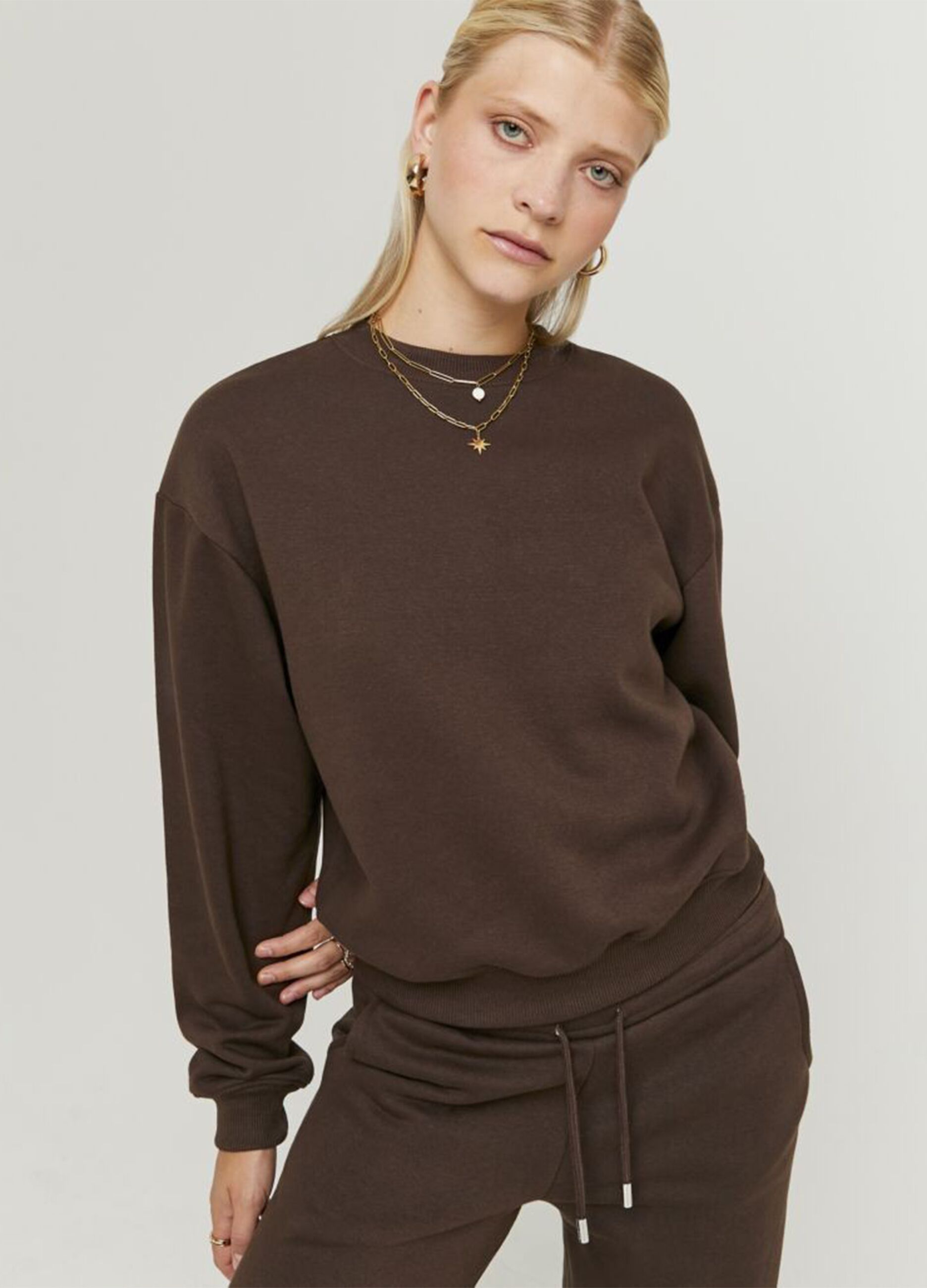 Brown cotton blend sweatshirt regular fit