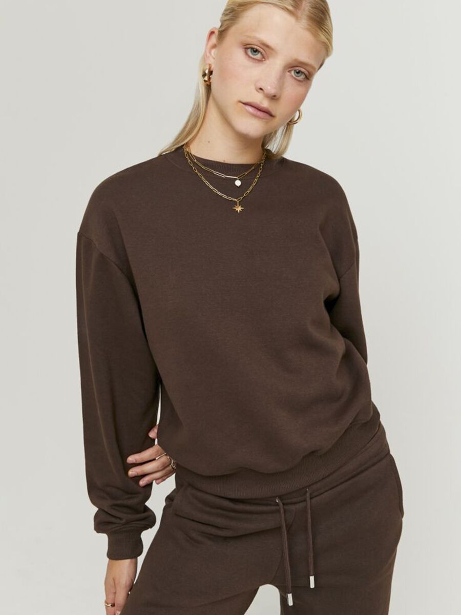 Brown cotton blend sweatshirt regular fit_2