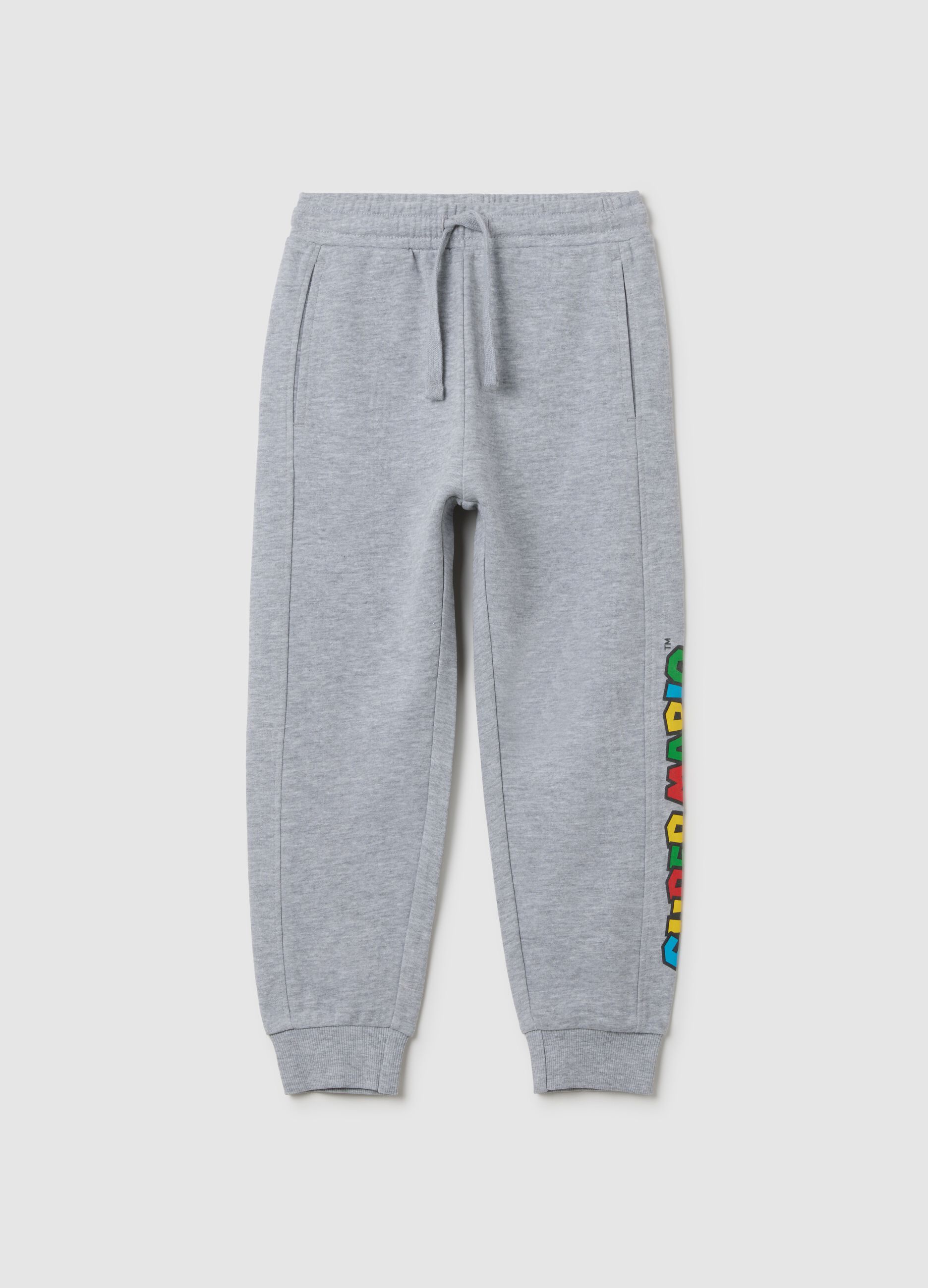 Kids grey cotton jogger trousers regular fit