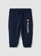 Blue pure cotton jogger trousers with teddy bear print_0