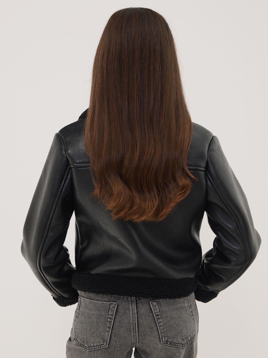 Black aviator-style jacket with diagonal zip_2